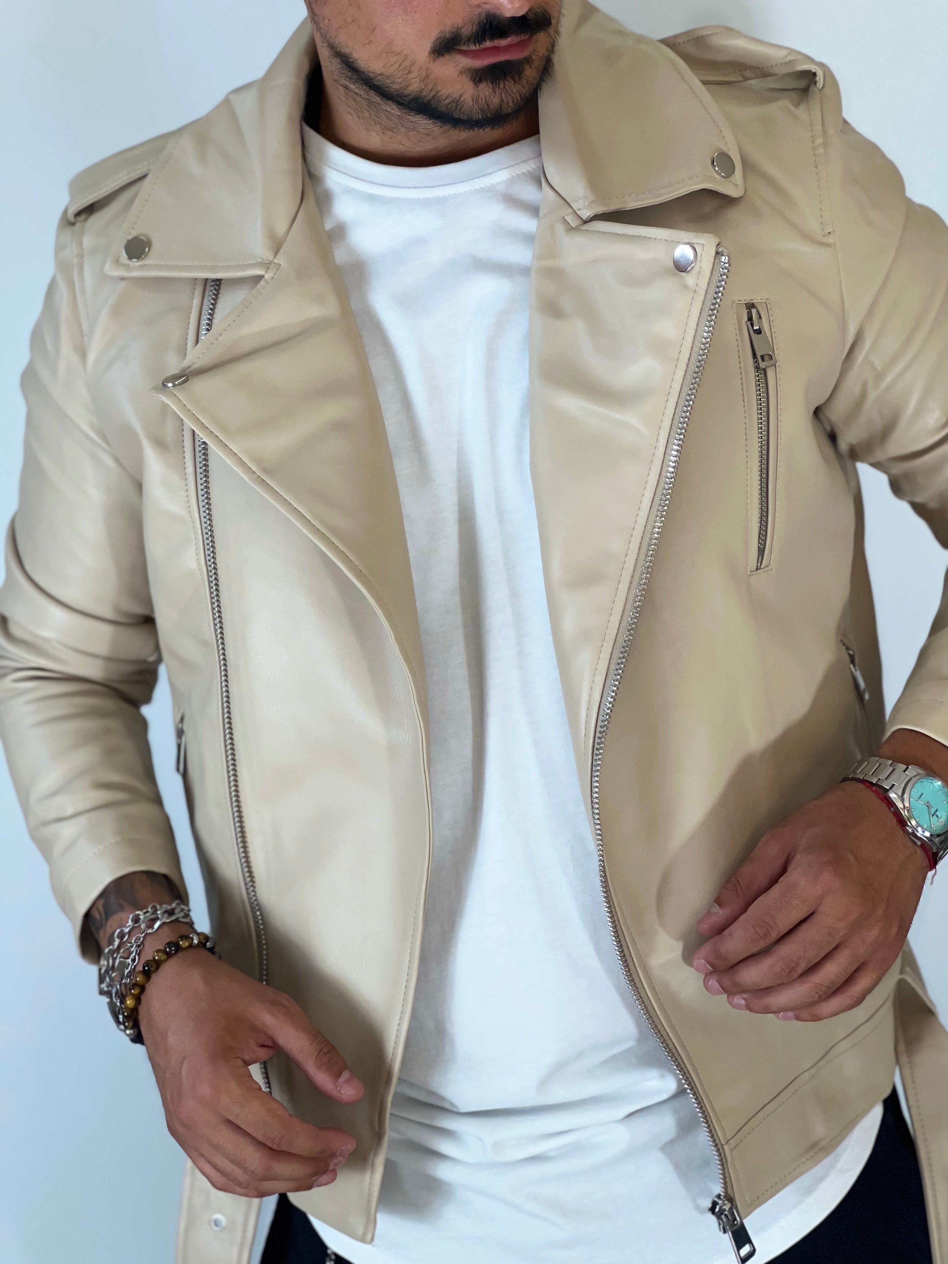 Chiodo ecopelle beige AD2301