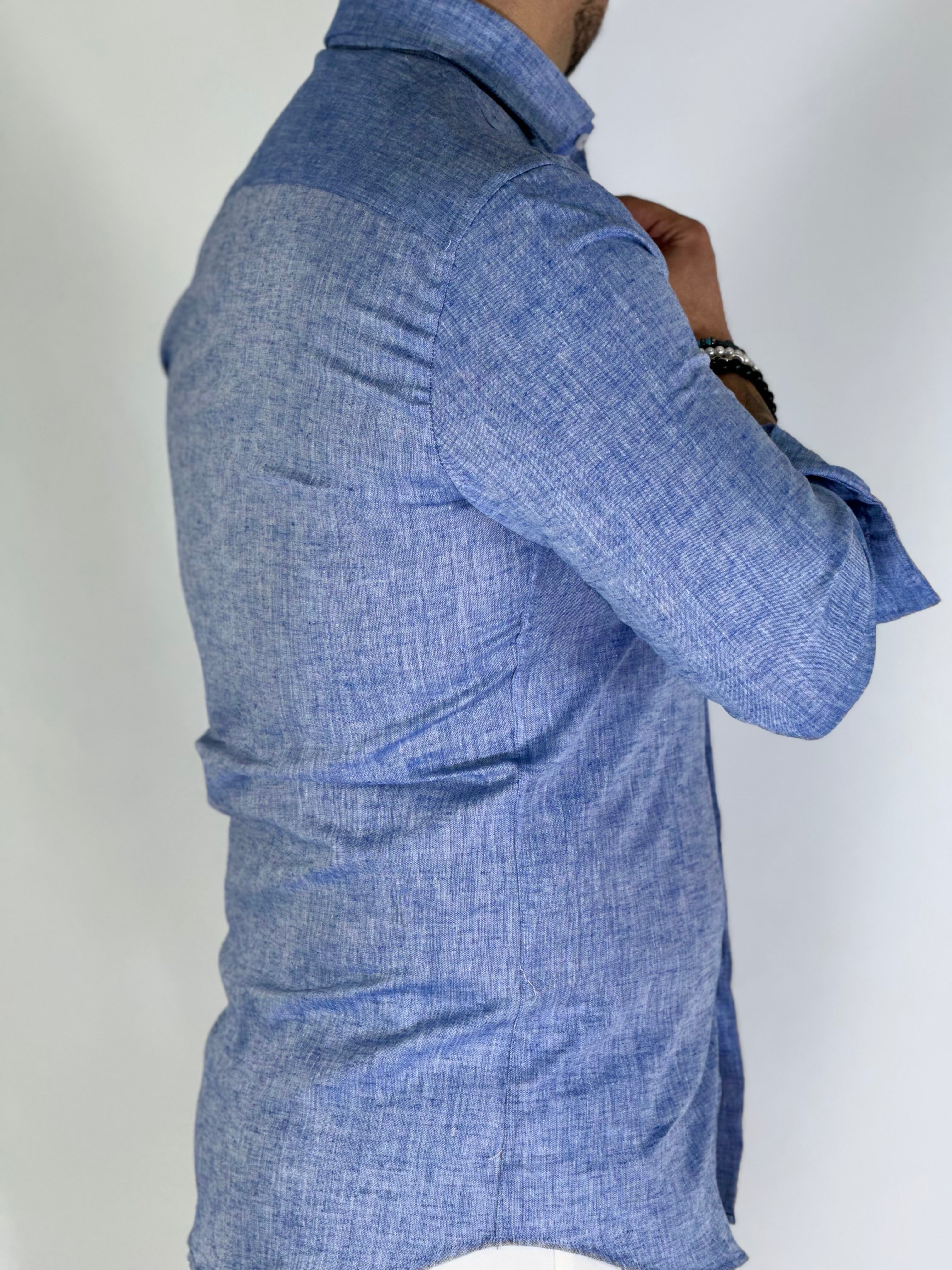 Camicia migliaccio Samuel lino COBALTO