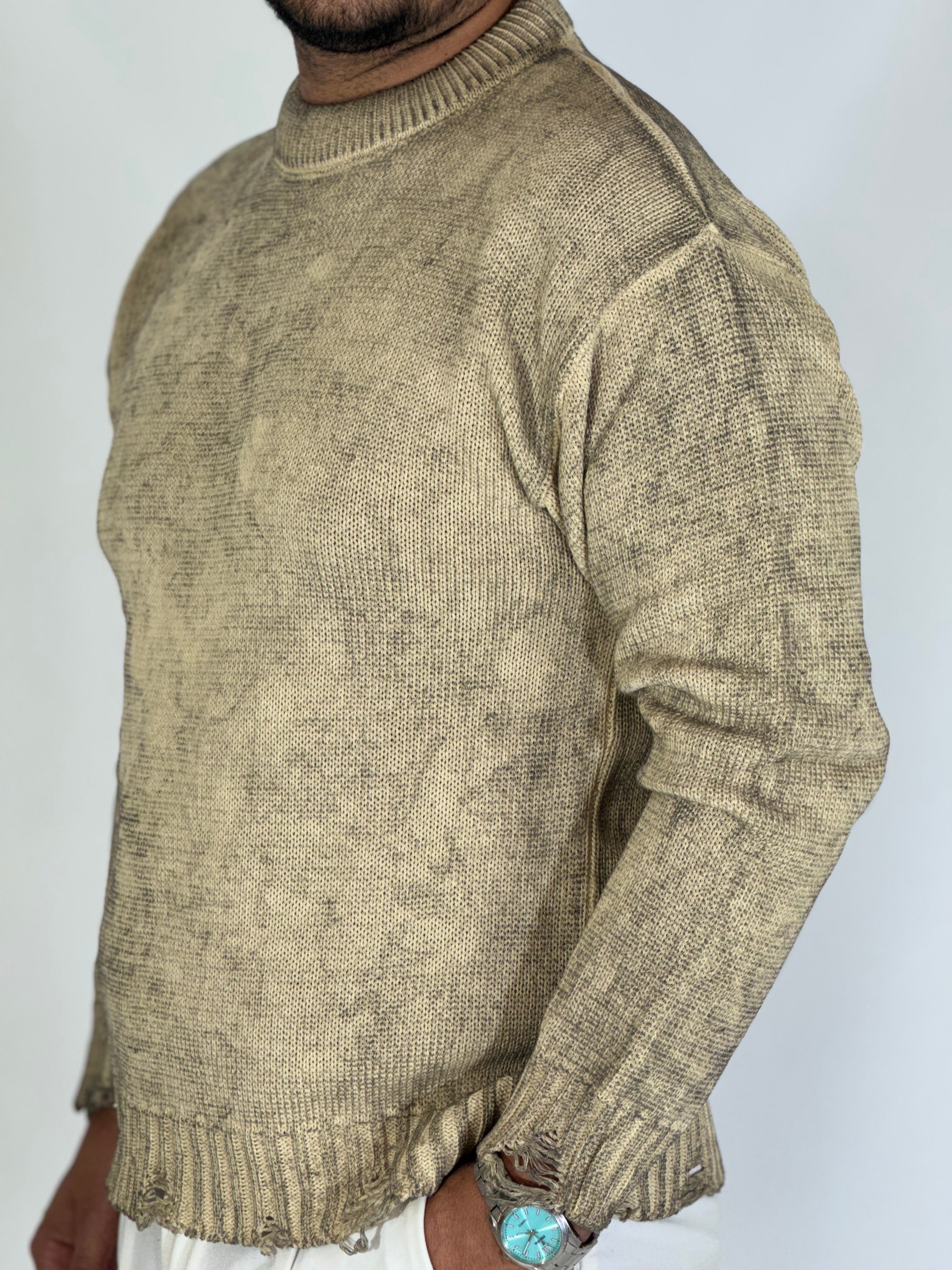 Maglione girocollo melange beige AD25010-12