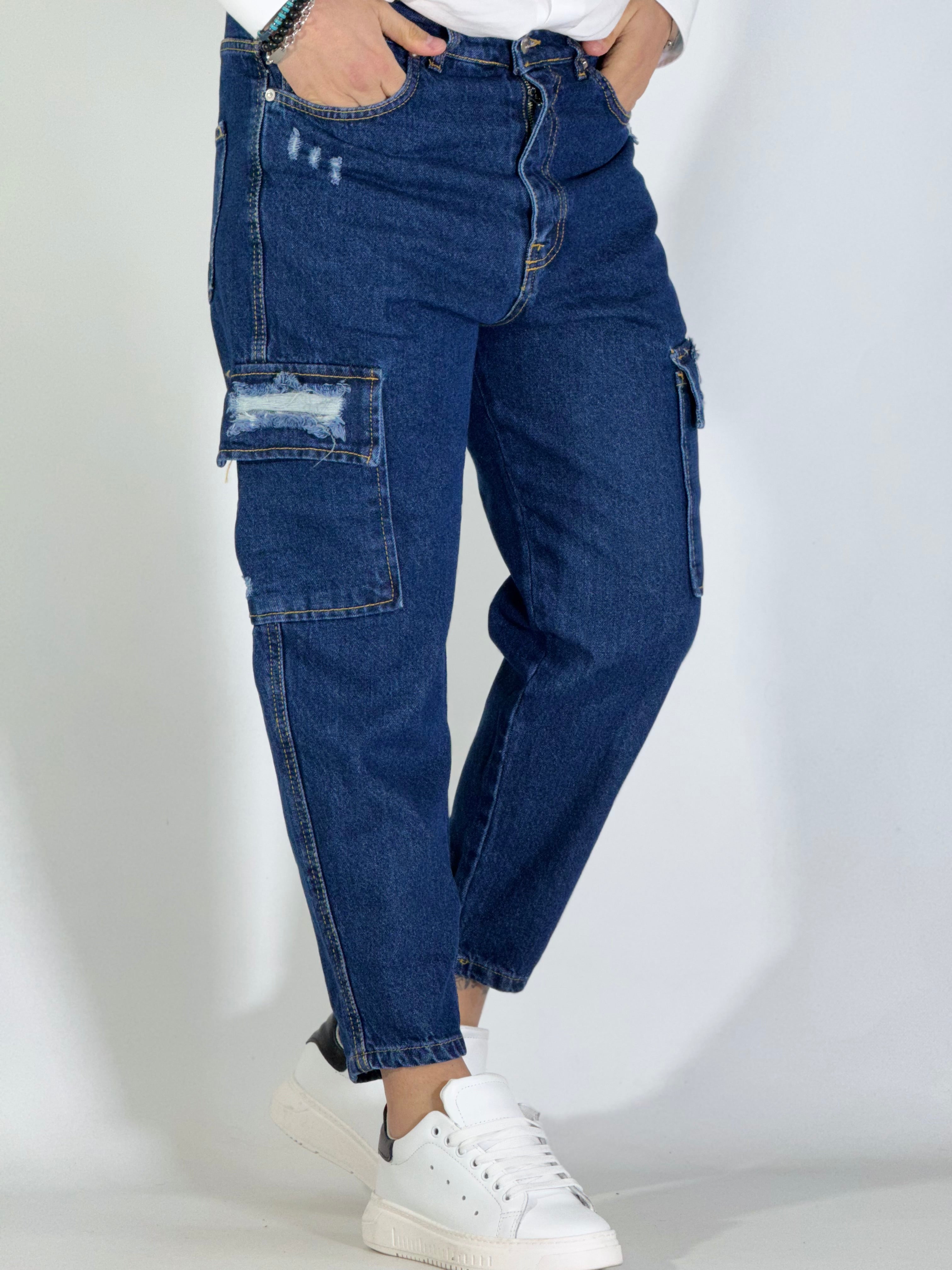 Jeans loose fit cargo strappato GA/2506