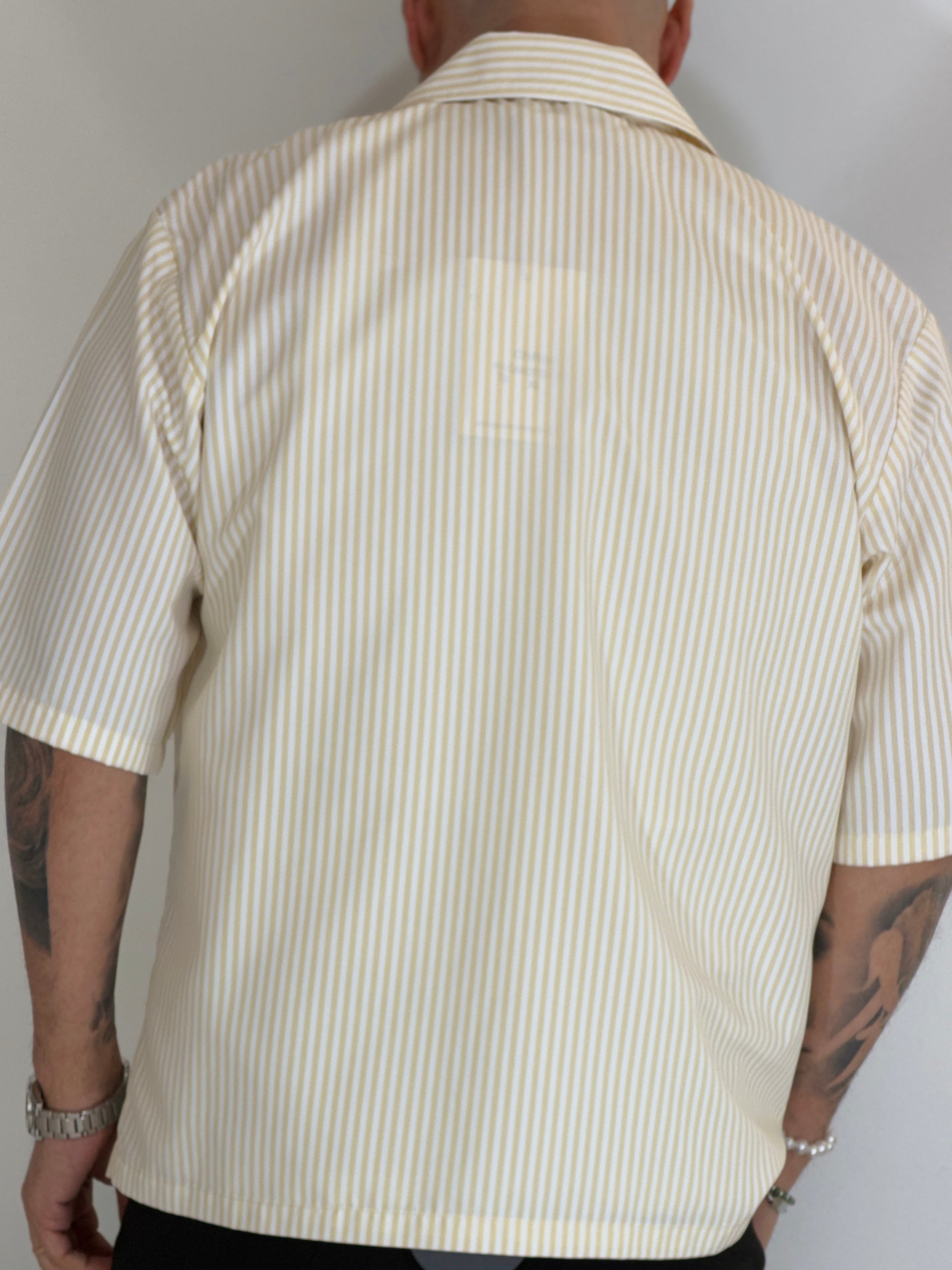Camicia cropped rigata gialla CAM7758
