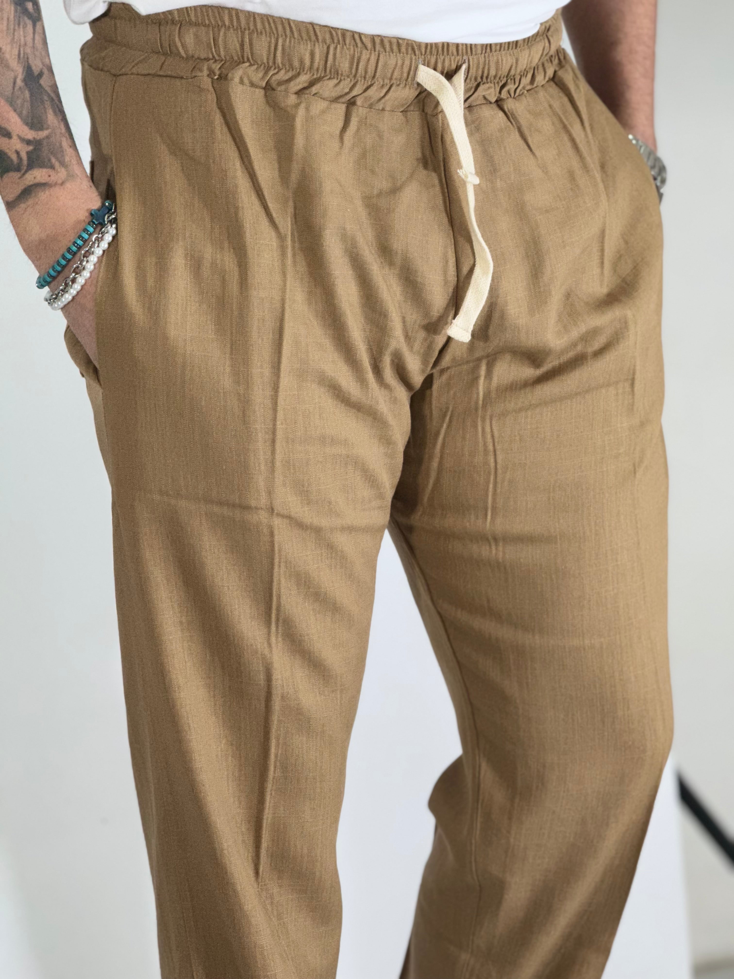 Pantalaccio lino fango CS0040