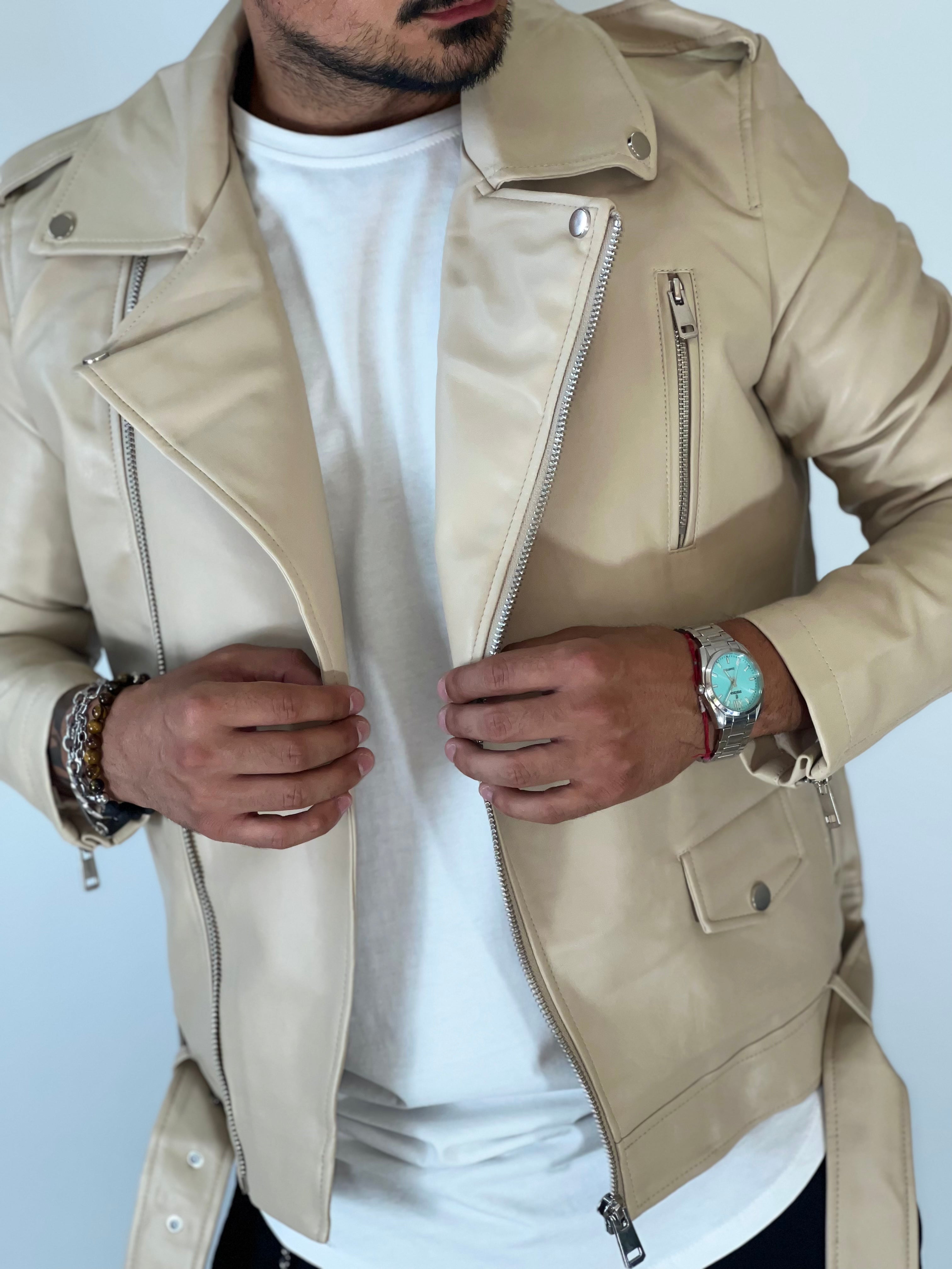 Chiodo ecopelle beige AD2301