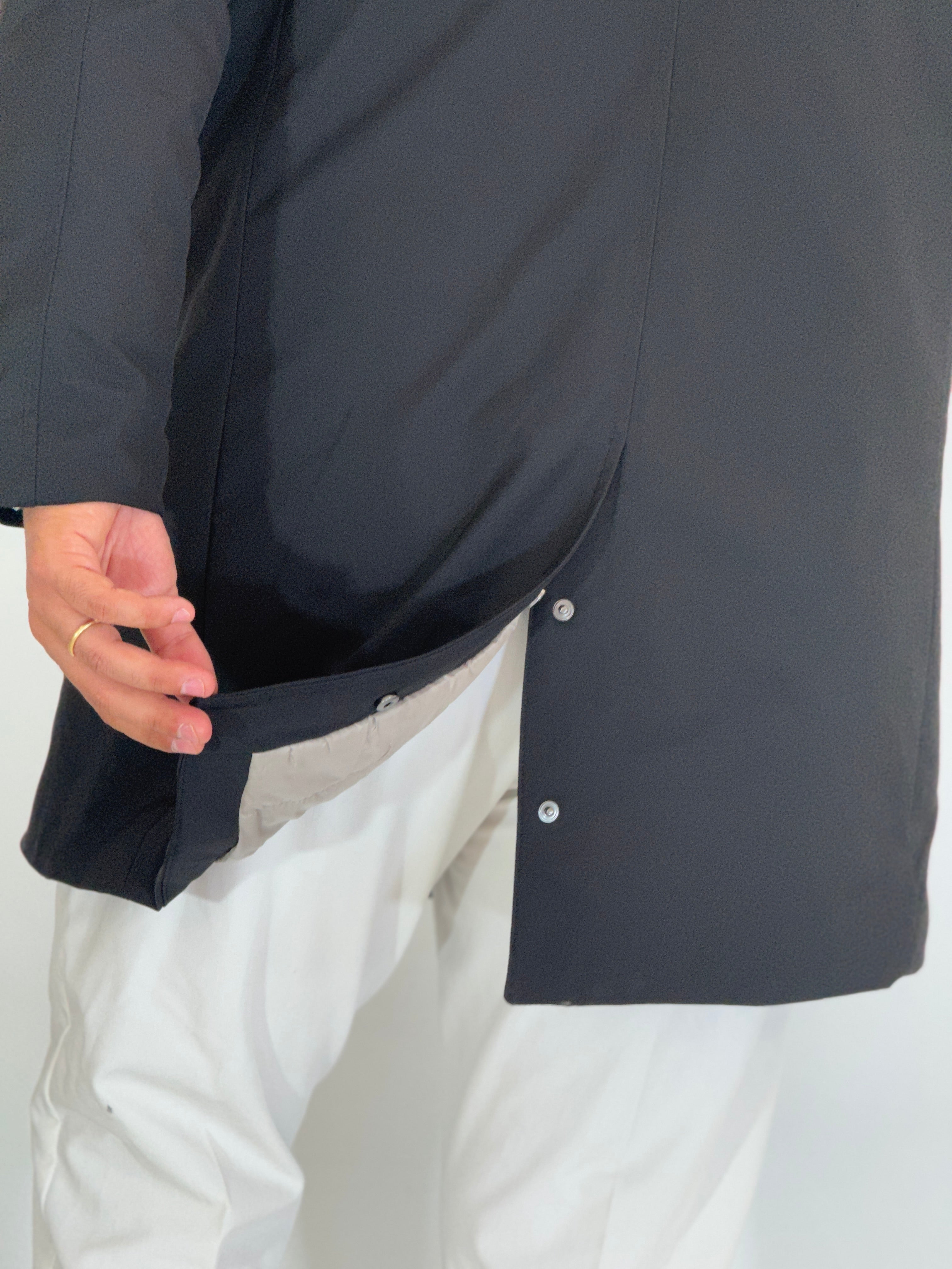 Trench tessuto diagonale imbottito nero RCS007WF