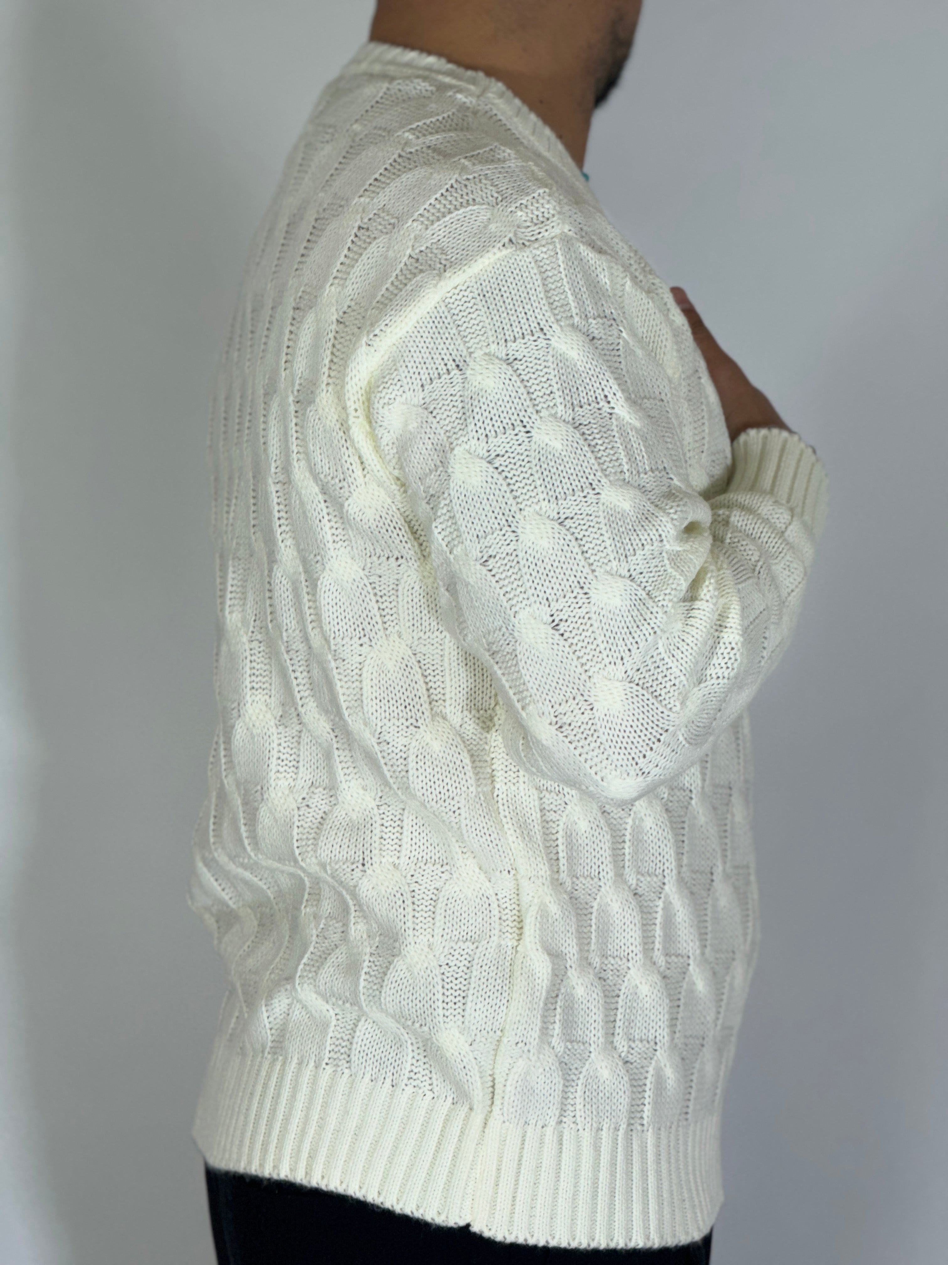 Maglia con trecce panna BK77006