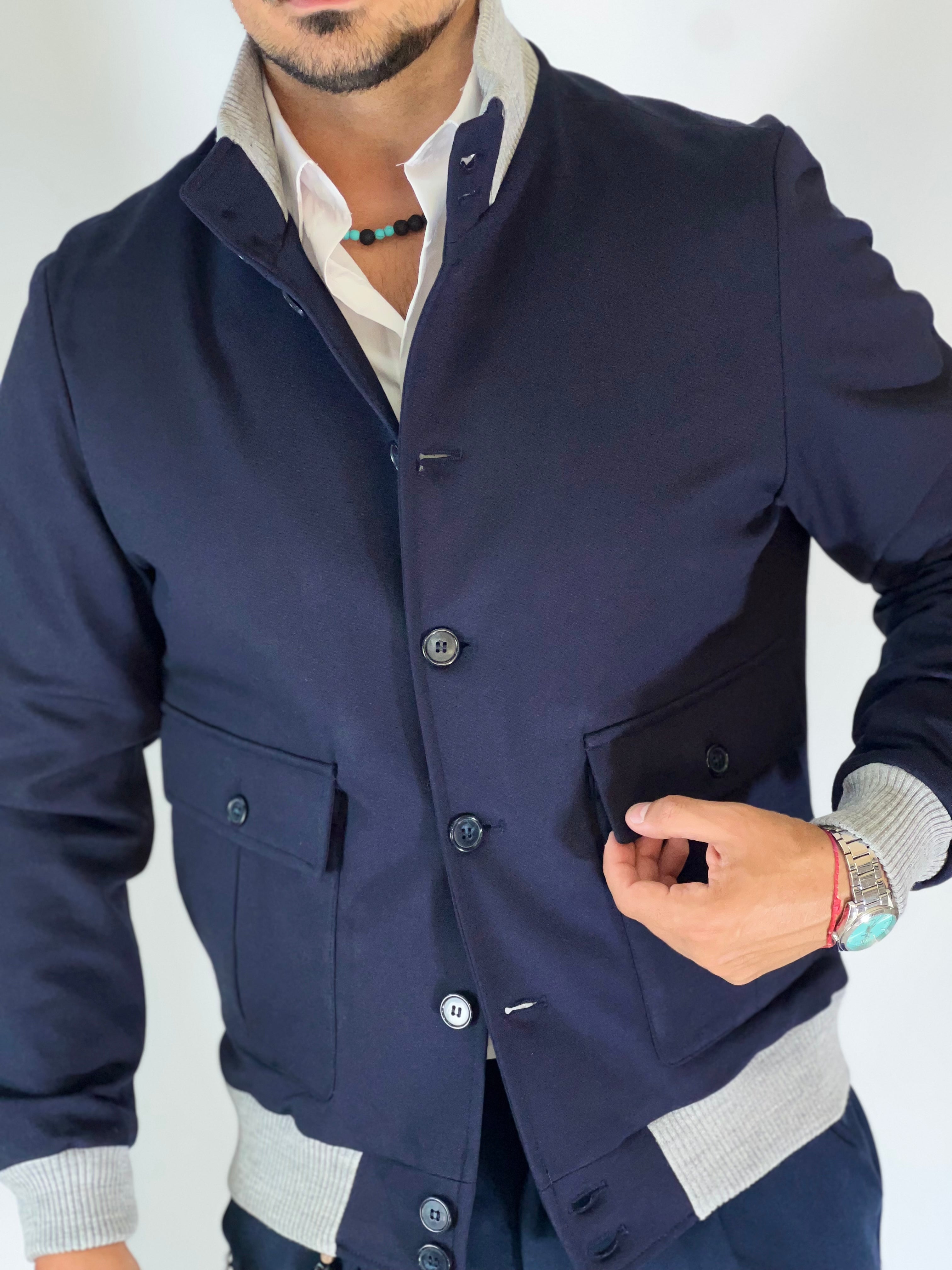 Giubbino bomber blu BECKHAM