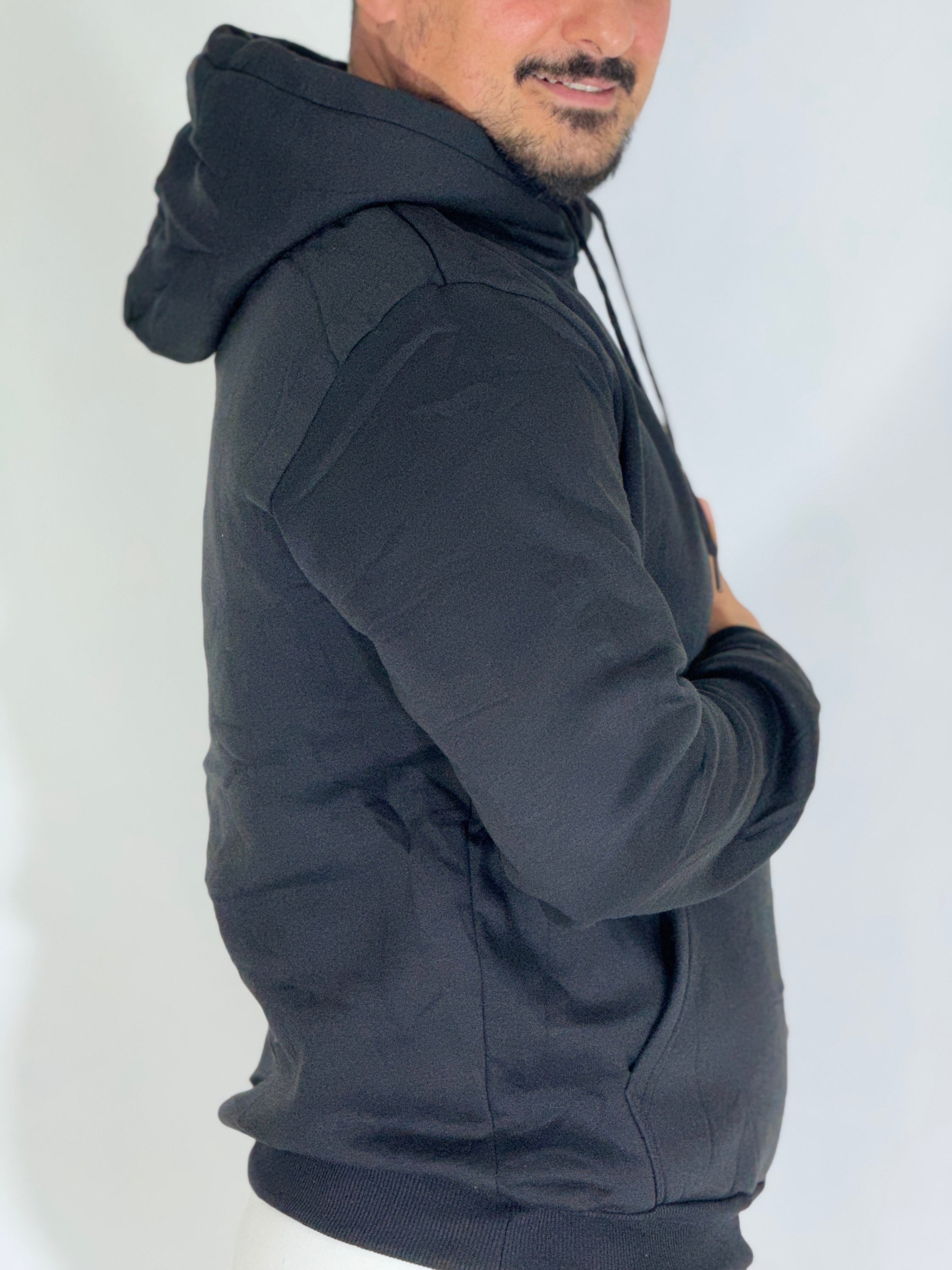 Felpa felpata con cappuccio nera LOGO B-2010