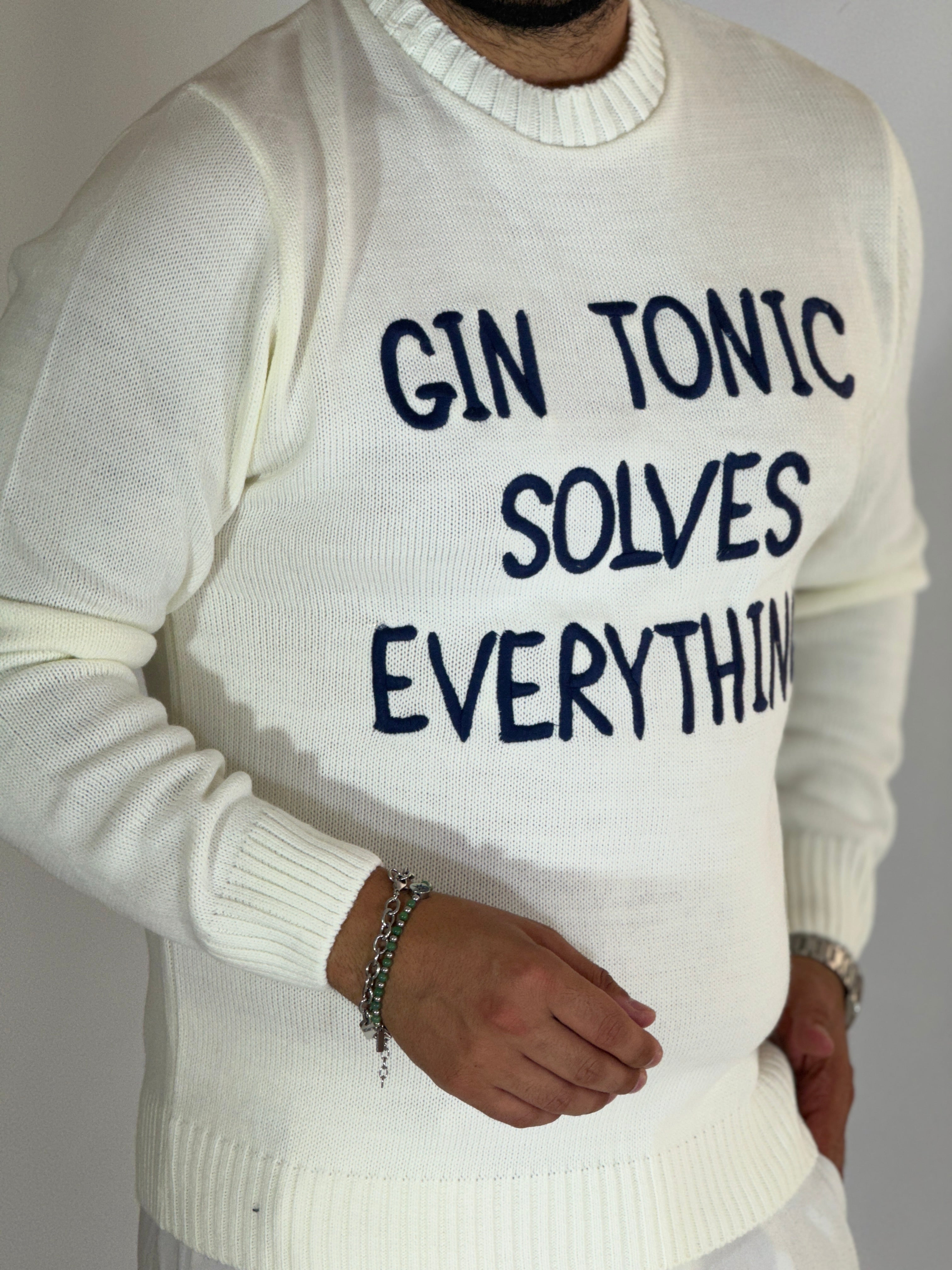 Maglia girocollo bianca GIN TONIC ADG772