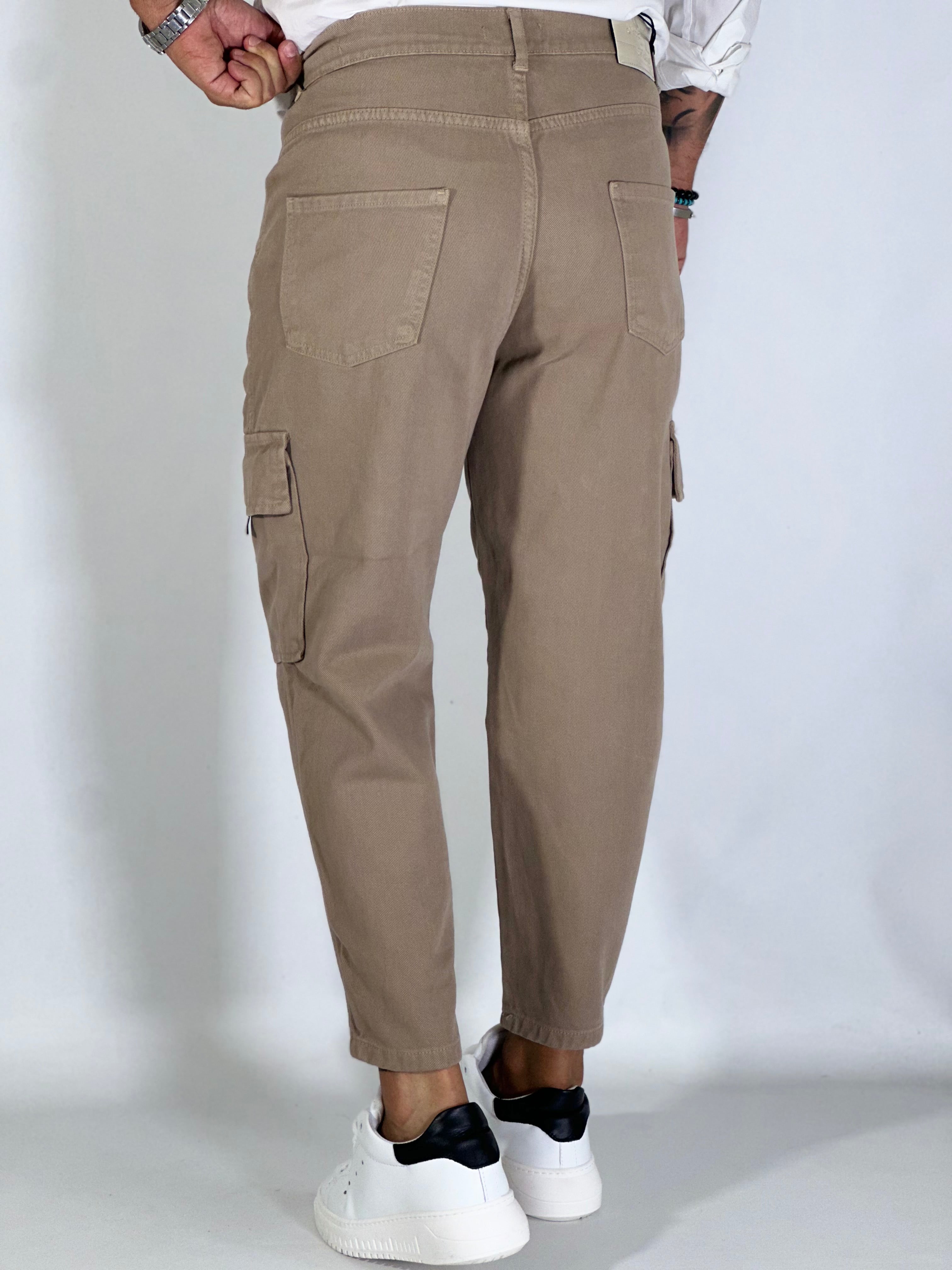 Pantalone loose fit cargo beige HARLEM