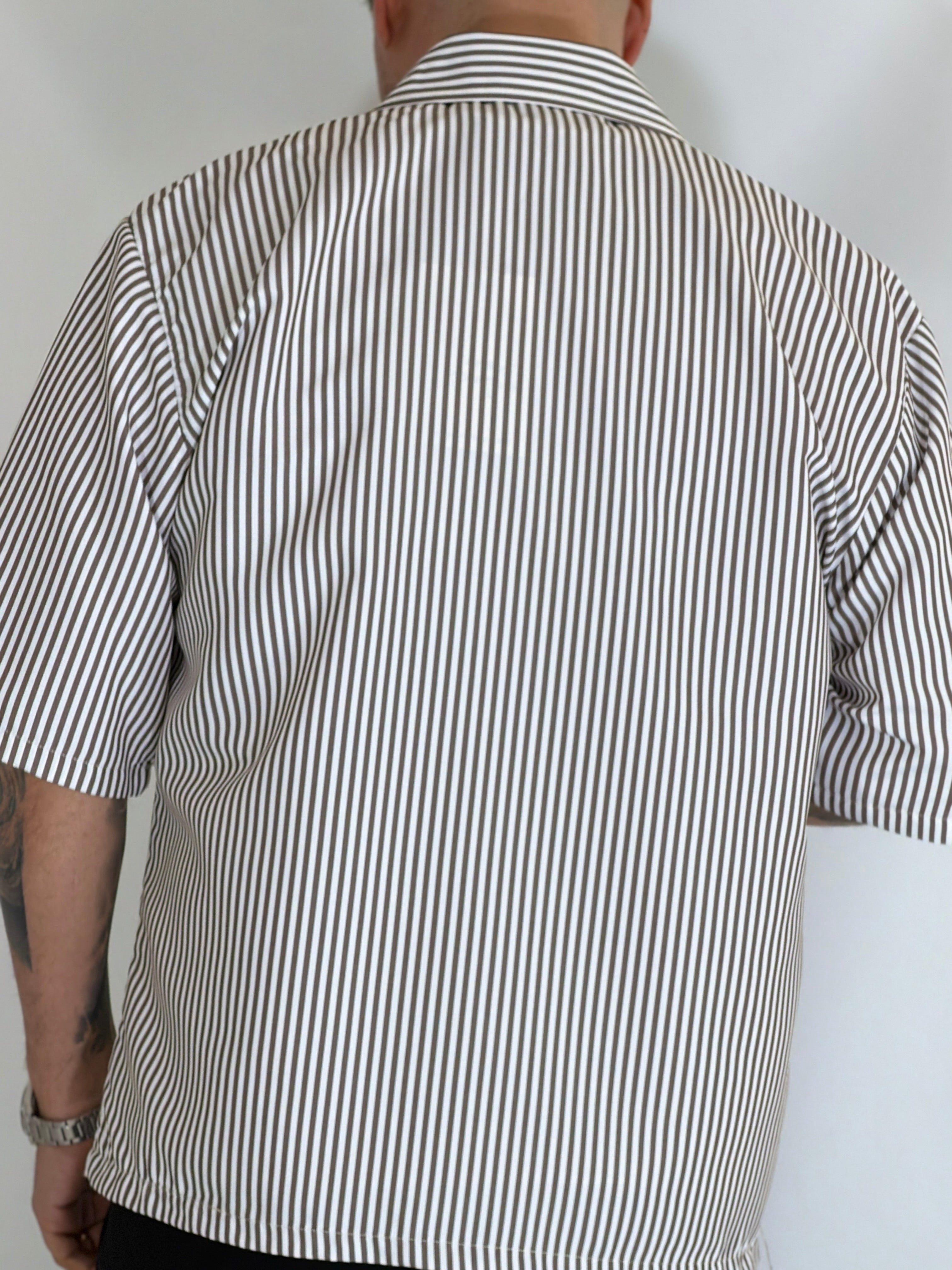 Camicia cropped rigata moro CAM7758