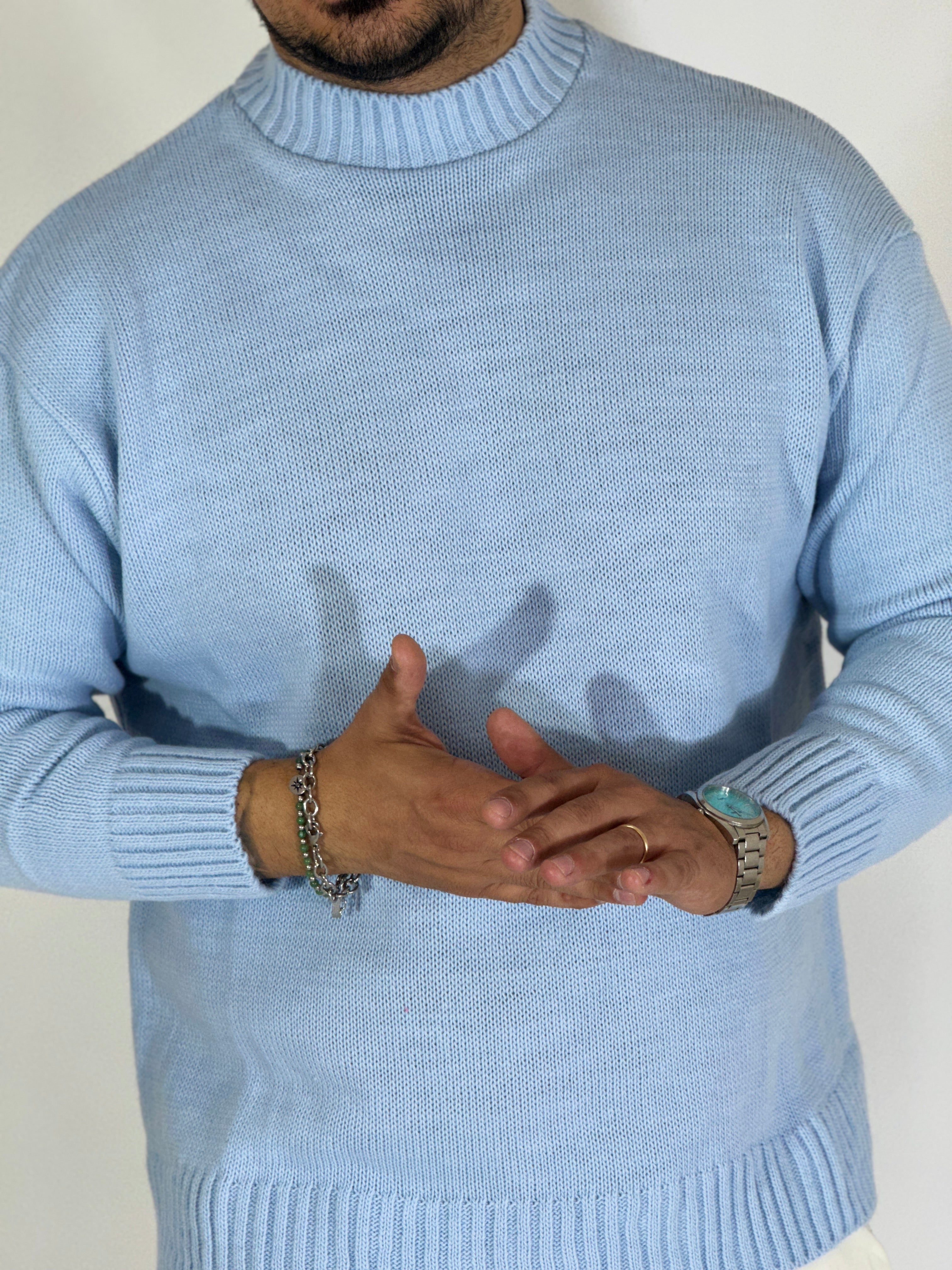 Maglione rasato blu chiaro AD1654