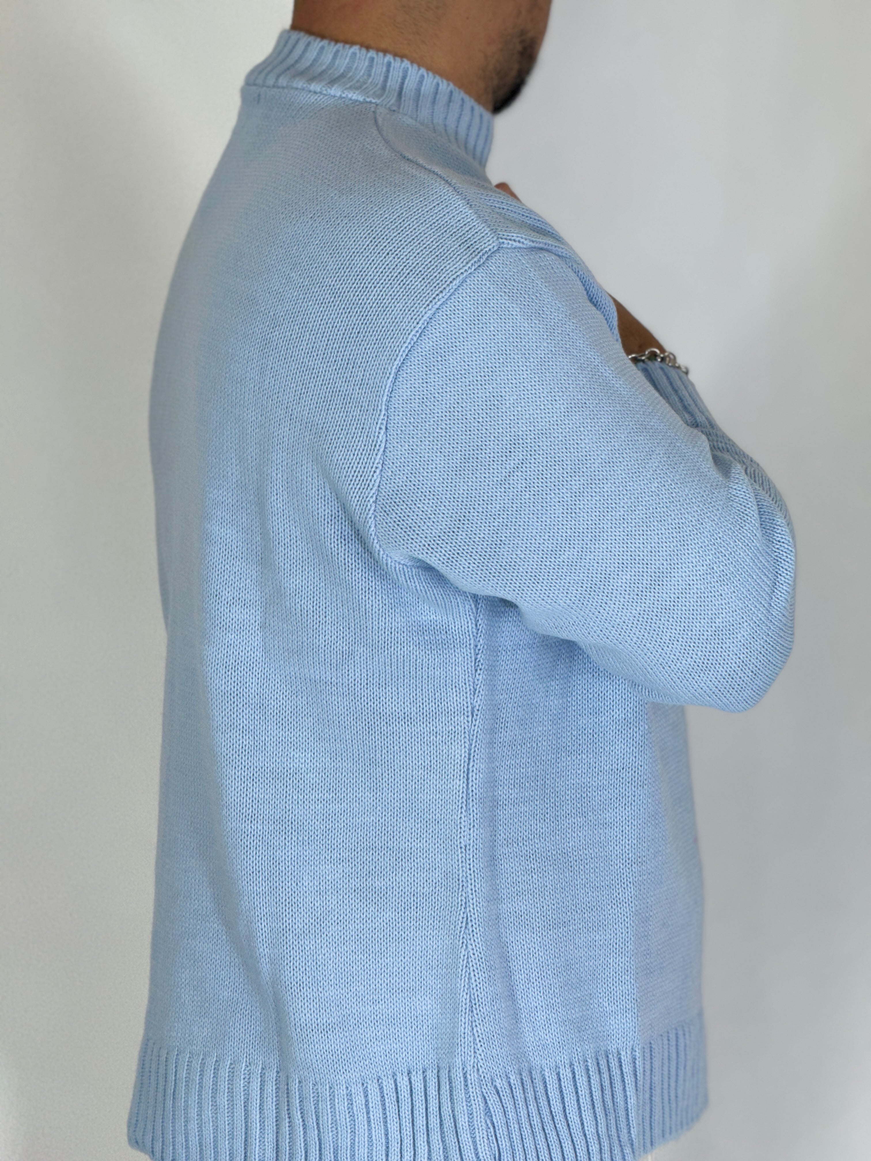 Maglione rasato blu chiaro AD1654