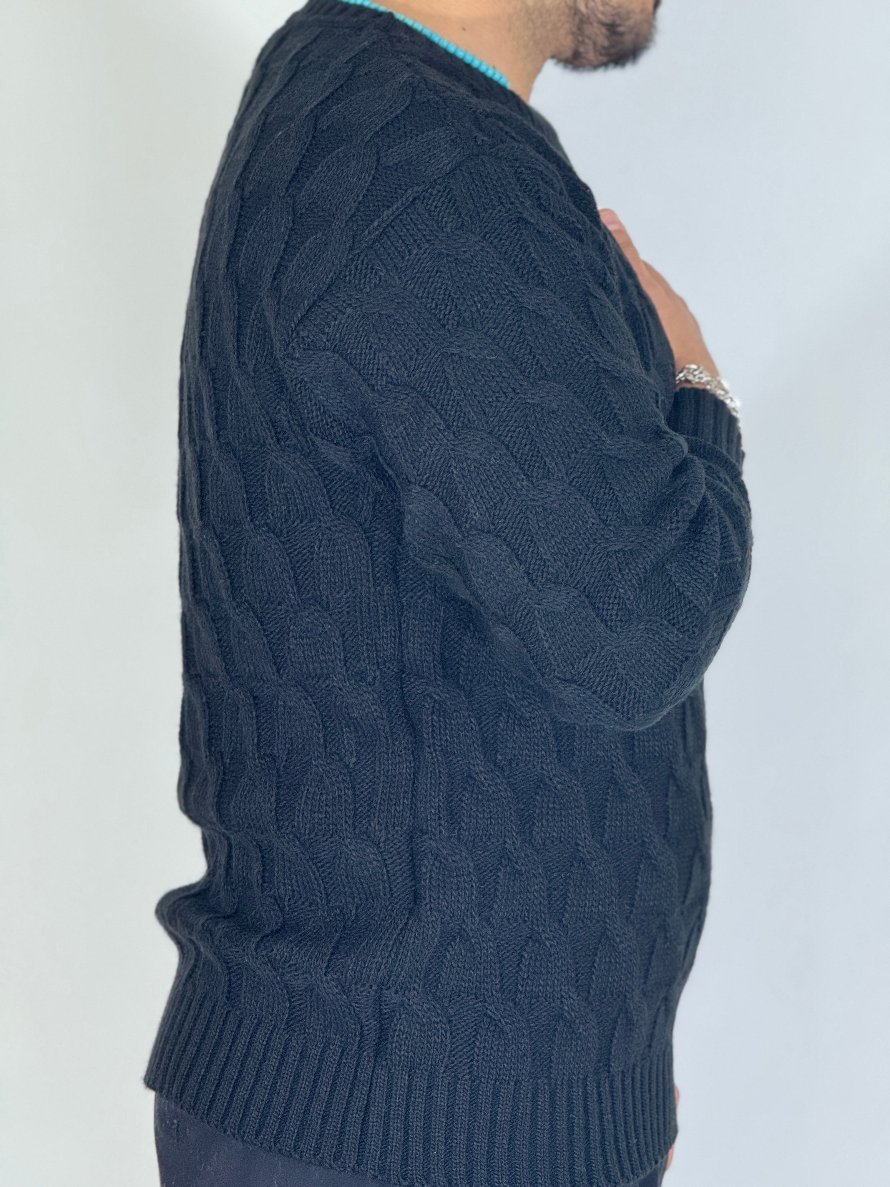 Maglia con trecce nera BK77006