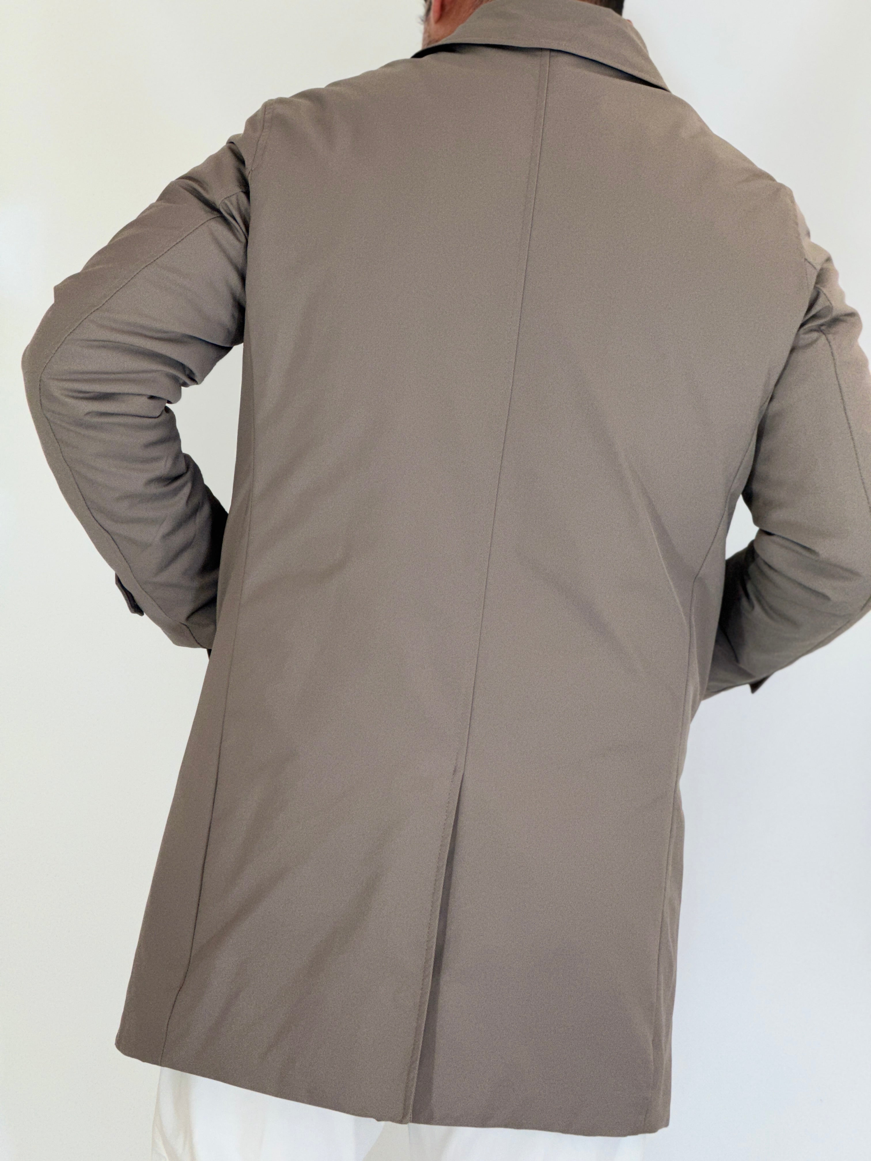 Trench tessuto diagonale imbottito tortora RCS007WF