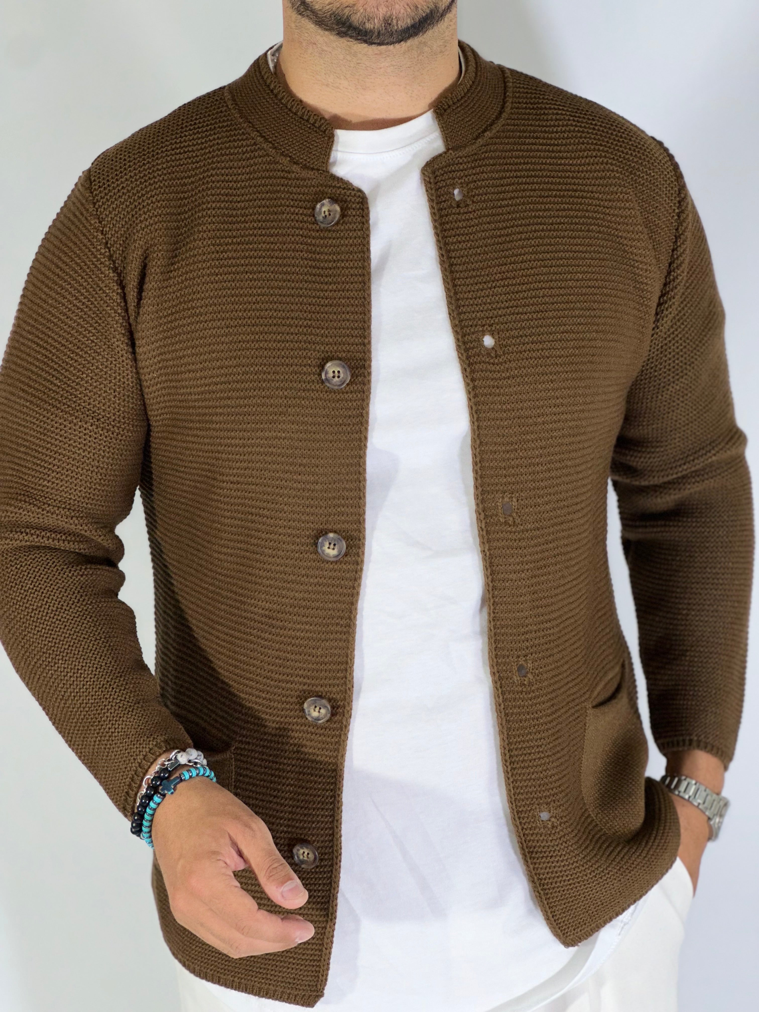 Seven · Cardigan coreano tabacco