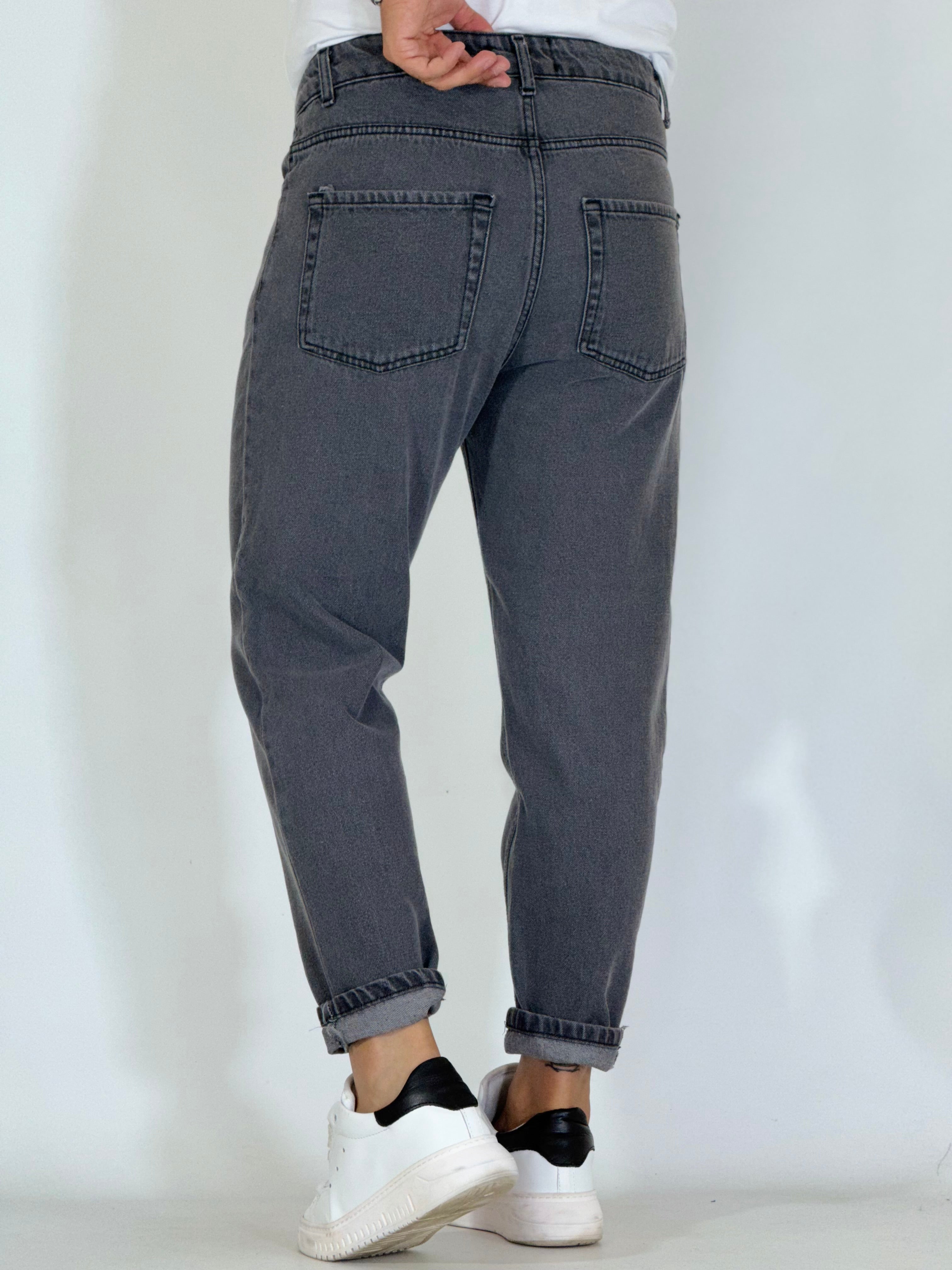 Jeans loose fit cenere con strappi CR2716