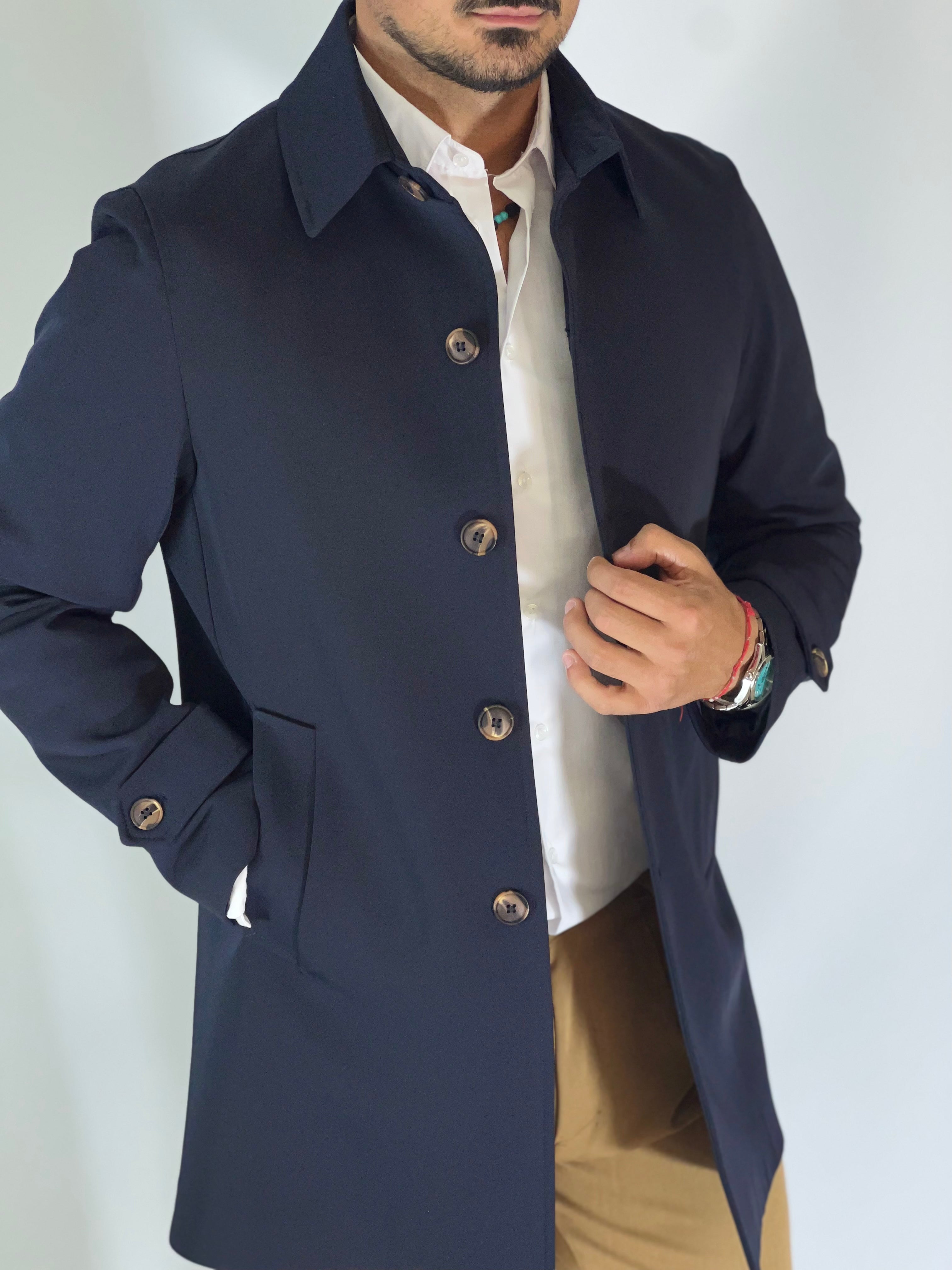 Trench elegant imbottito blu CAP SLOU