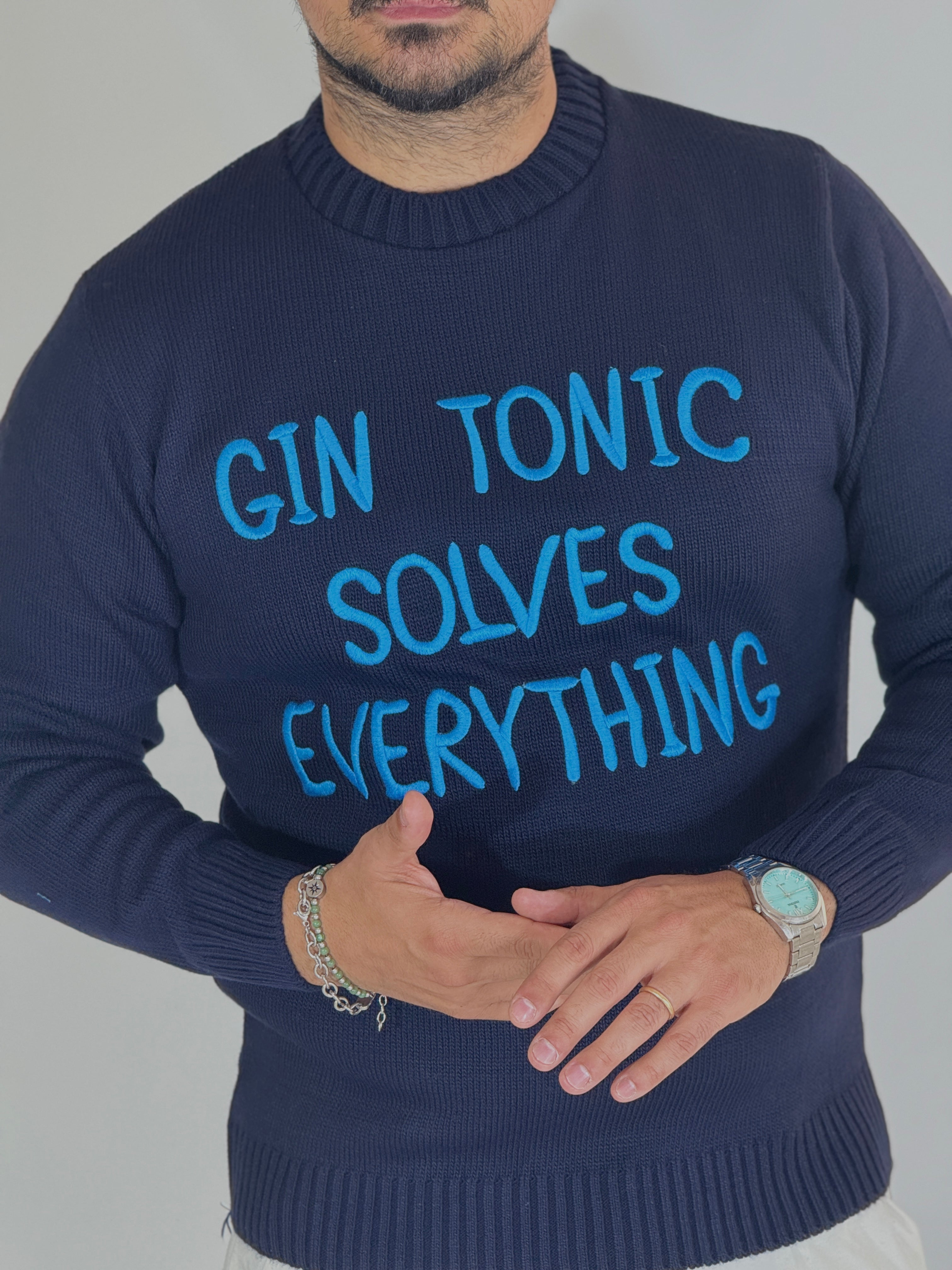 Maglia girocollo blu GIN TONIC ADG772