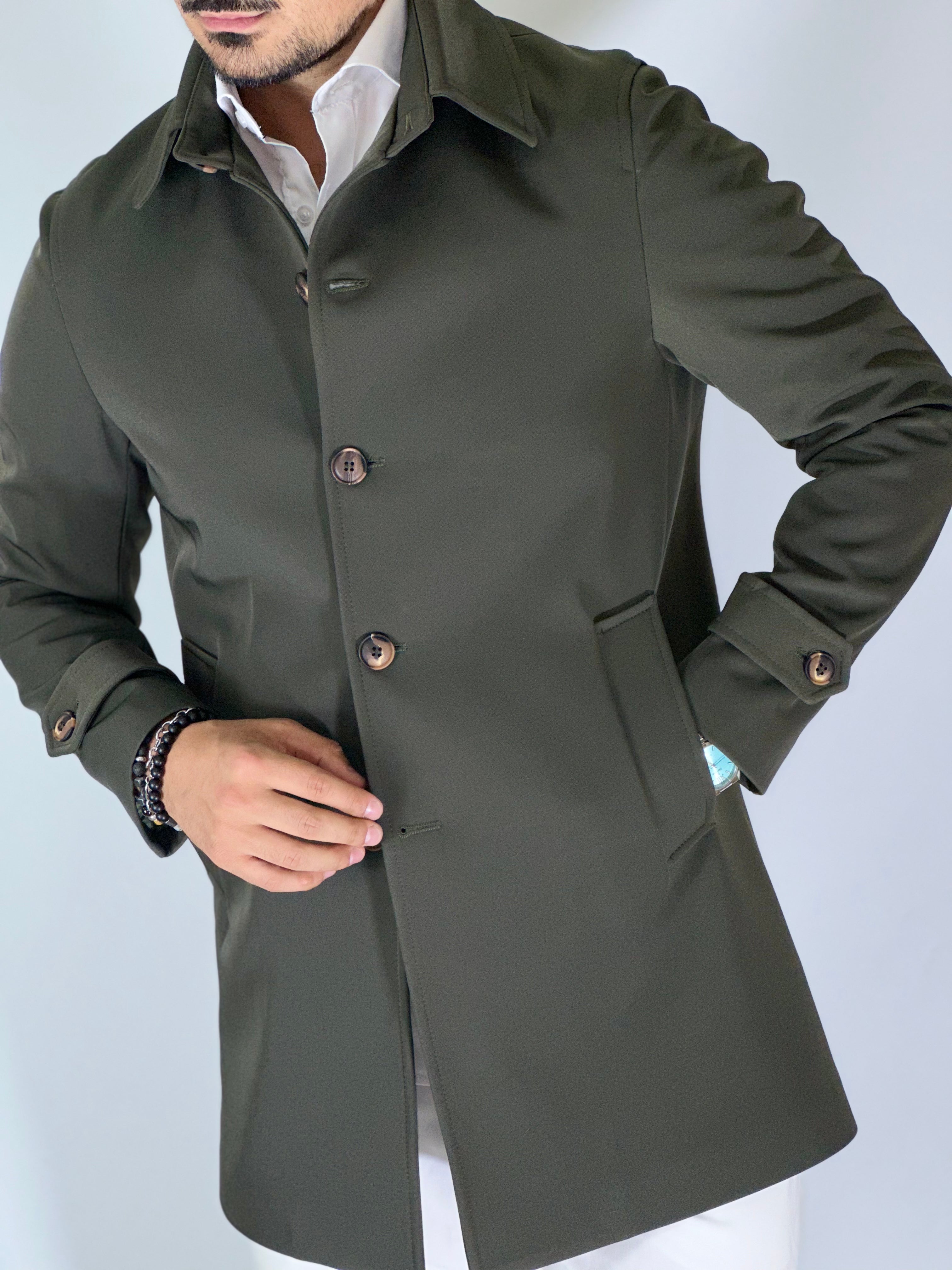 Trench elegant imbottito verde CAP SLOU