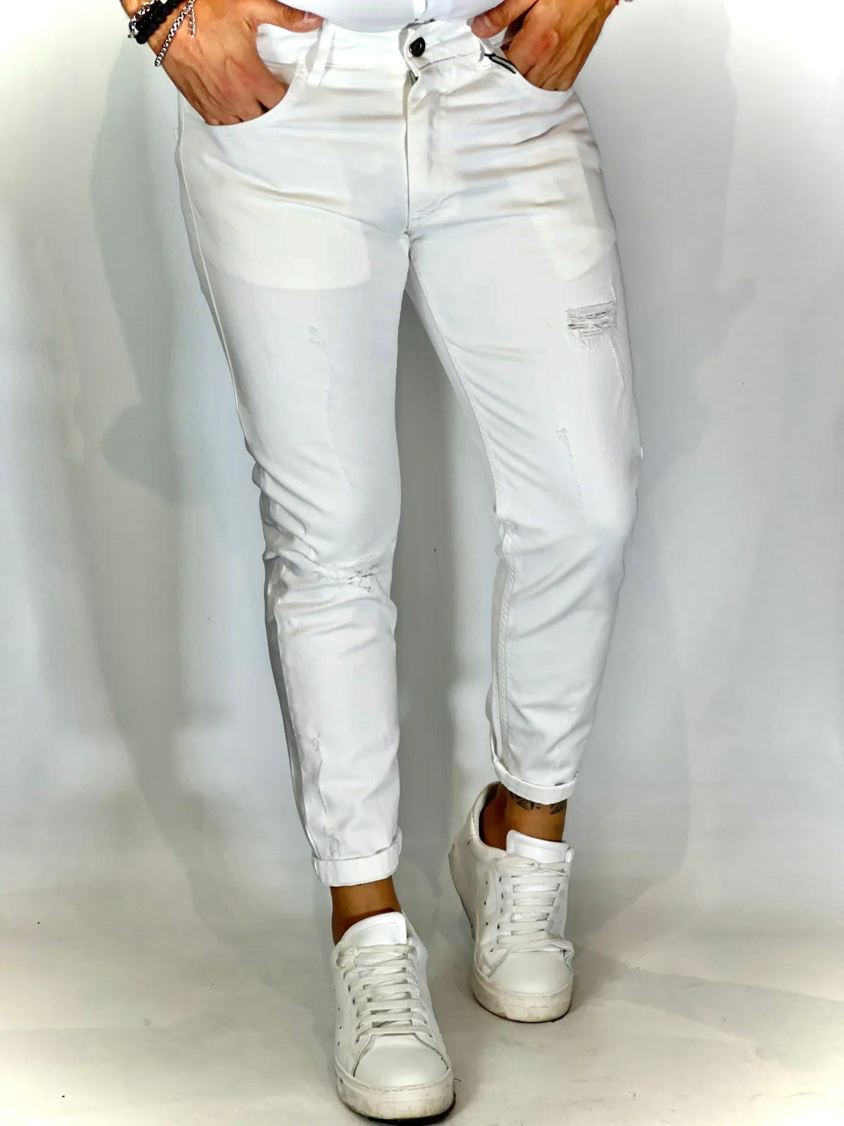 pantalone slim fit bianco AG1960