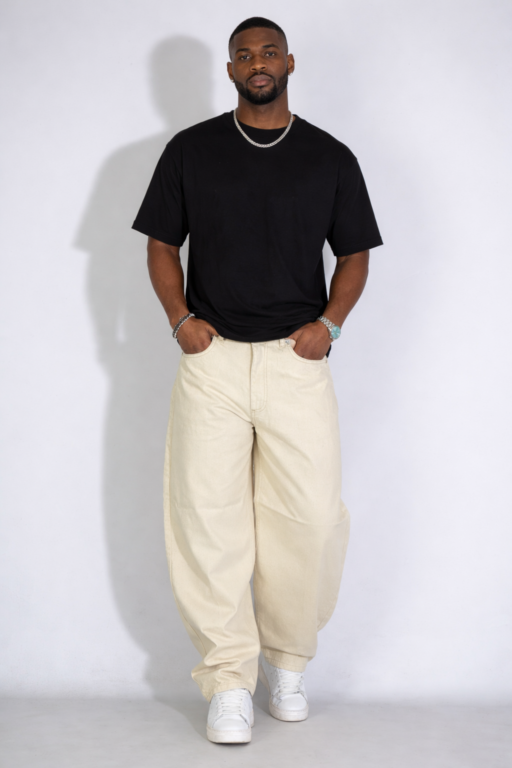 Jeans balloon sabbia IVORY