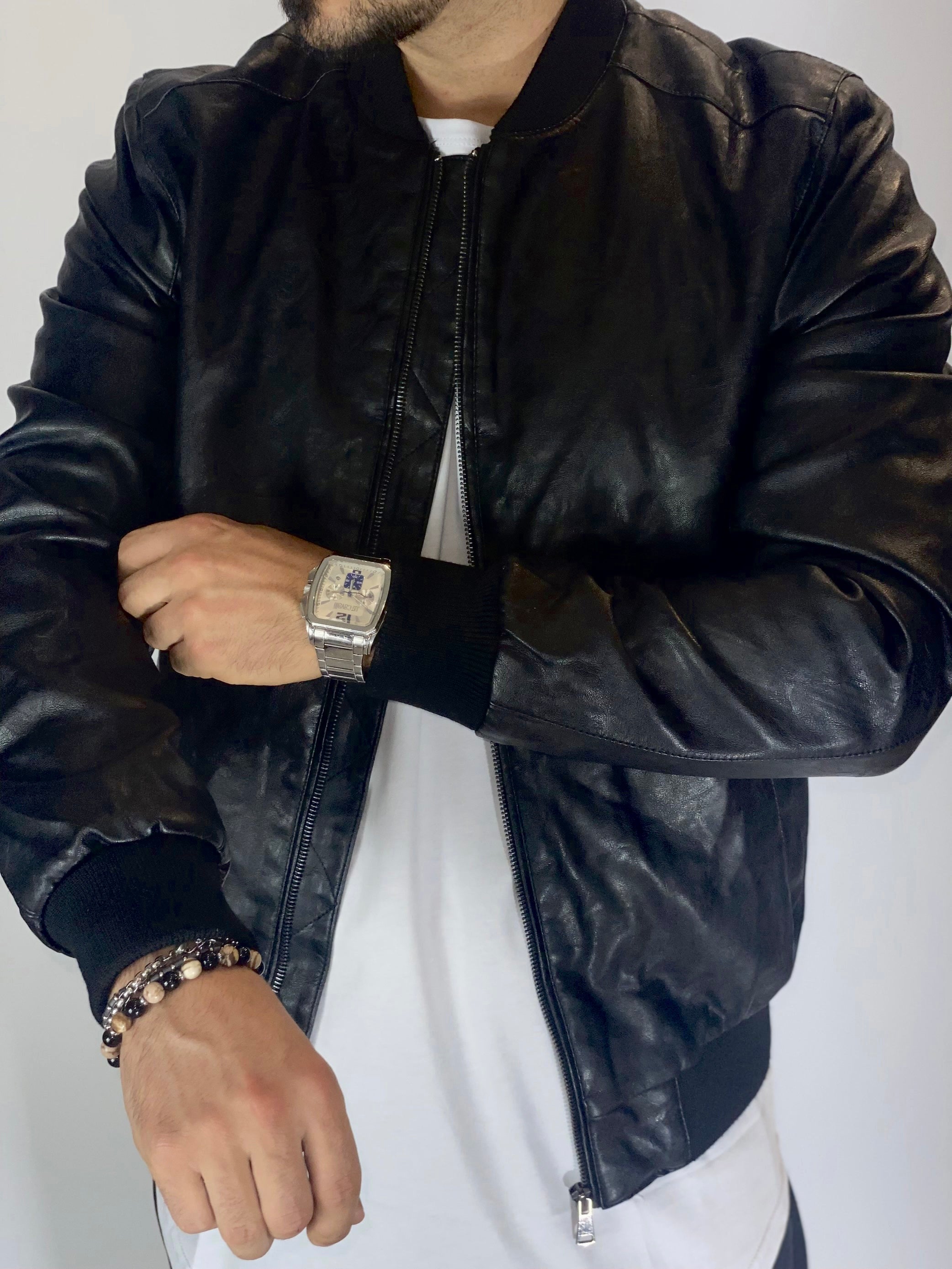 Giubbino eco-pelle nero ZMG8125