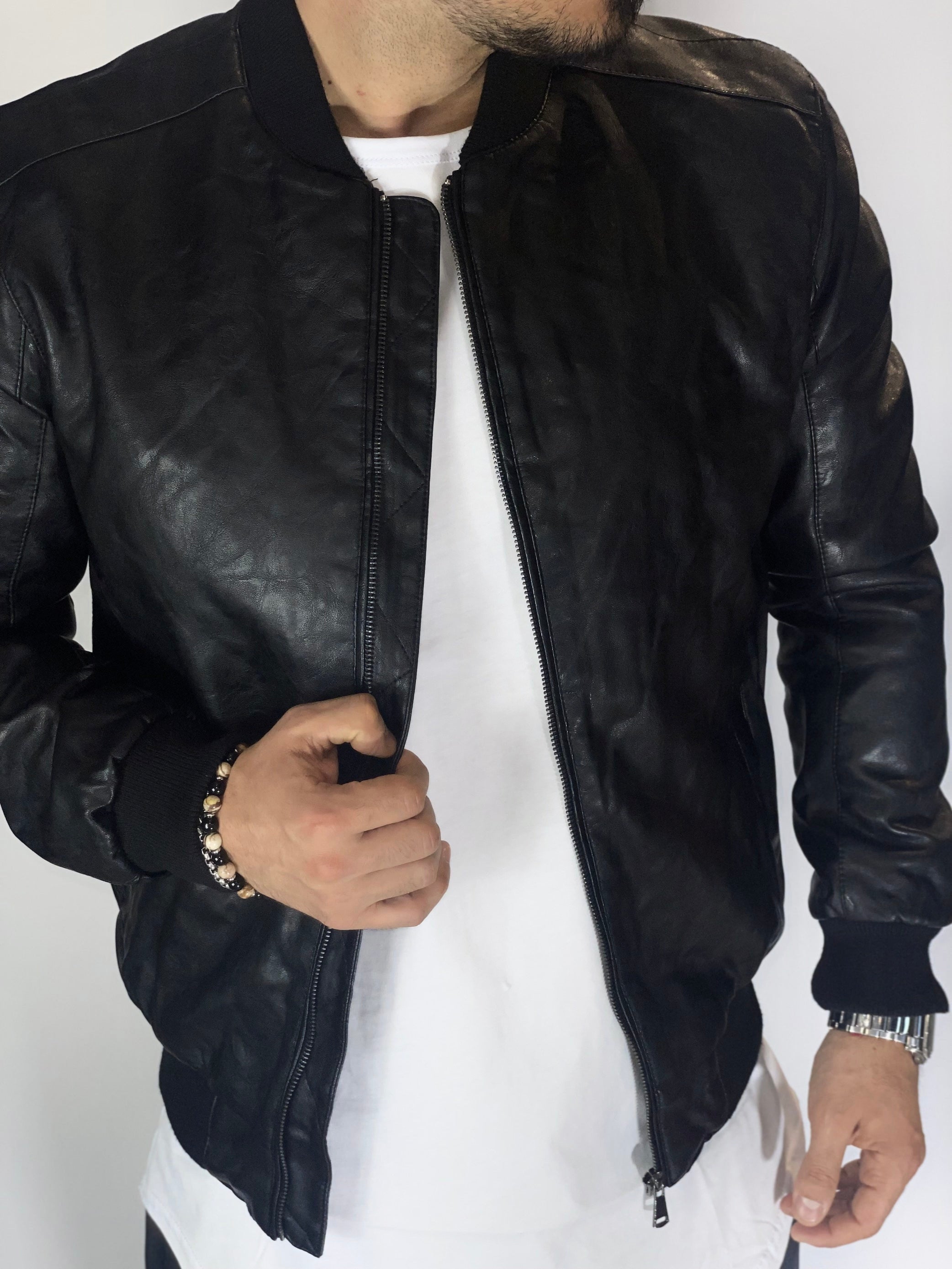 Giubbino eco-pelle nero ZMG8125