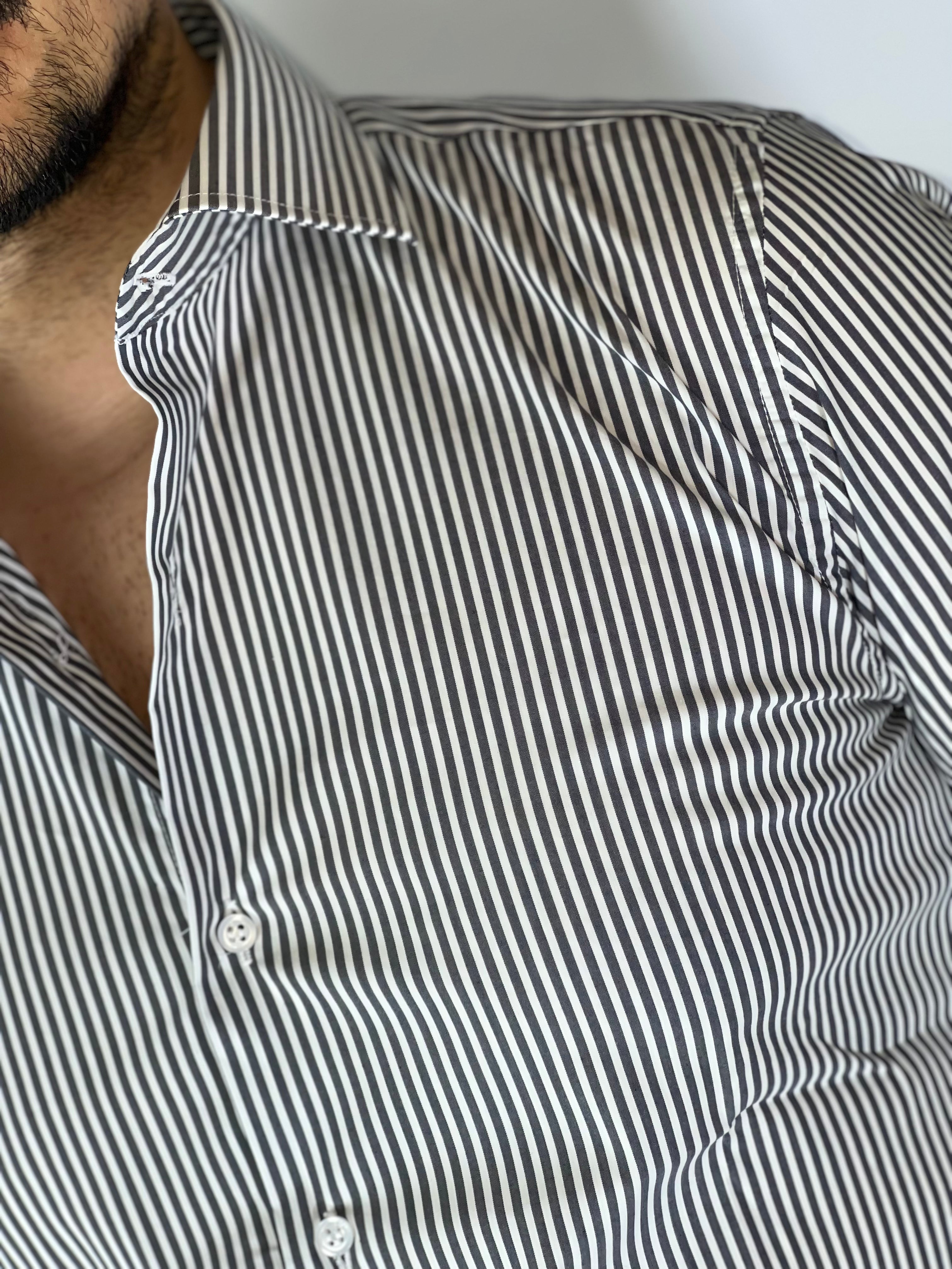Camicia rigata stretta nera MCL80