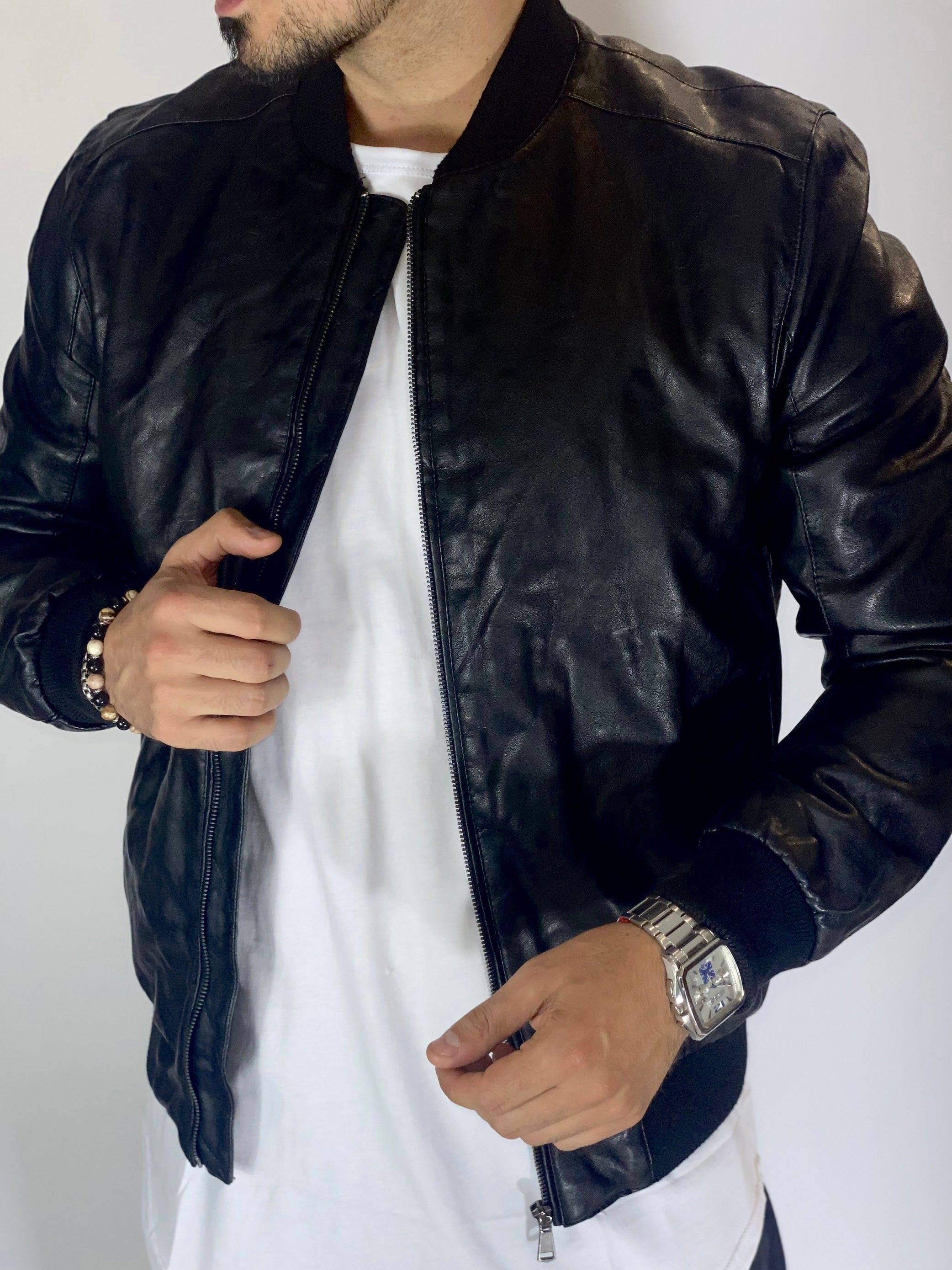 Giubbino eco-pelle nero ZMG8125