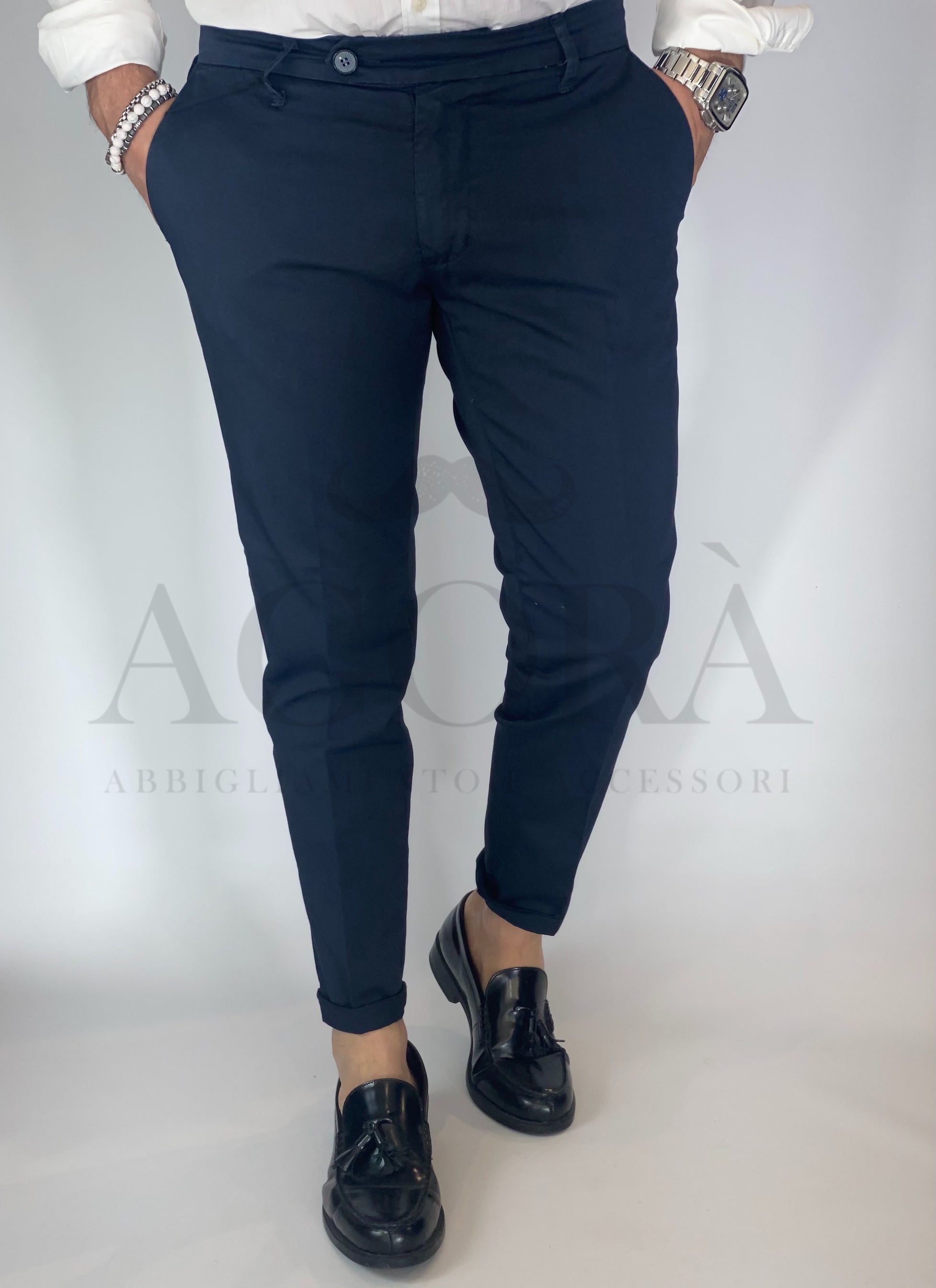 Pantalone slim capri fit blu LUGANO
