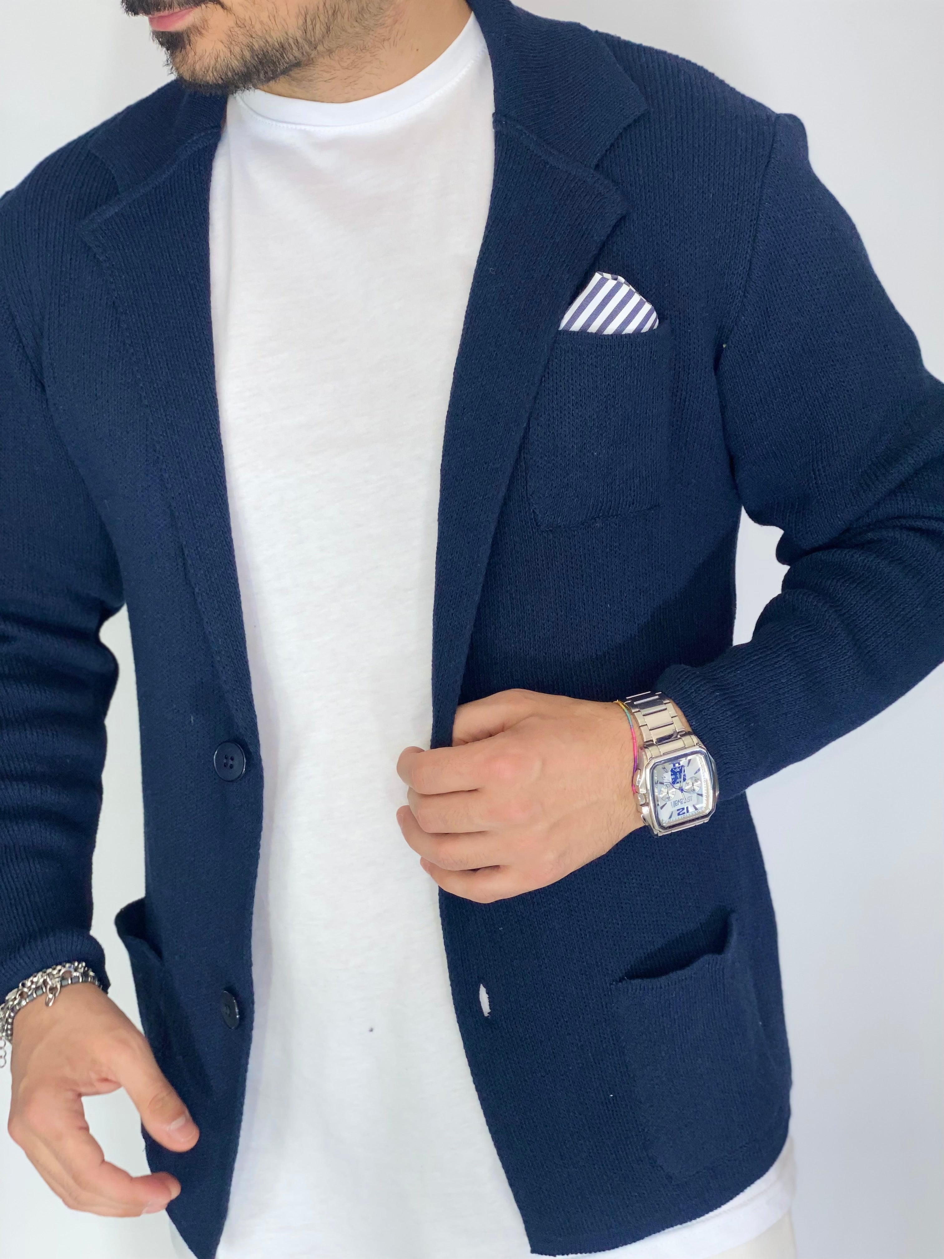One · Cardigan giacca blu notte
