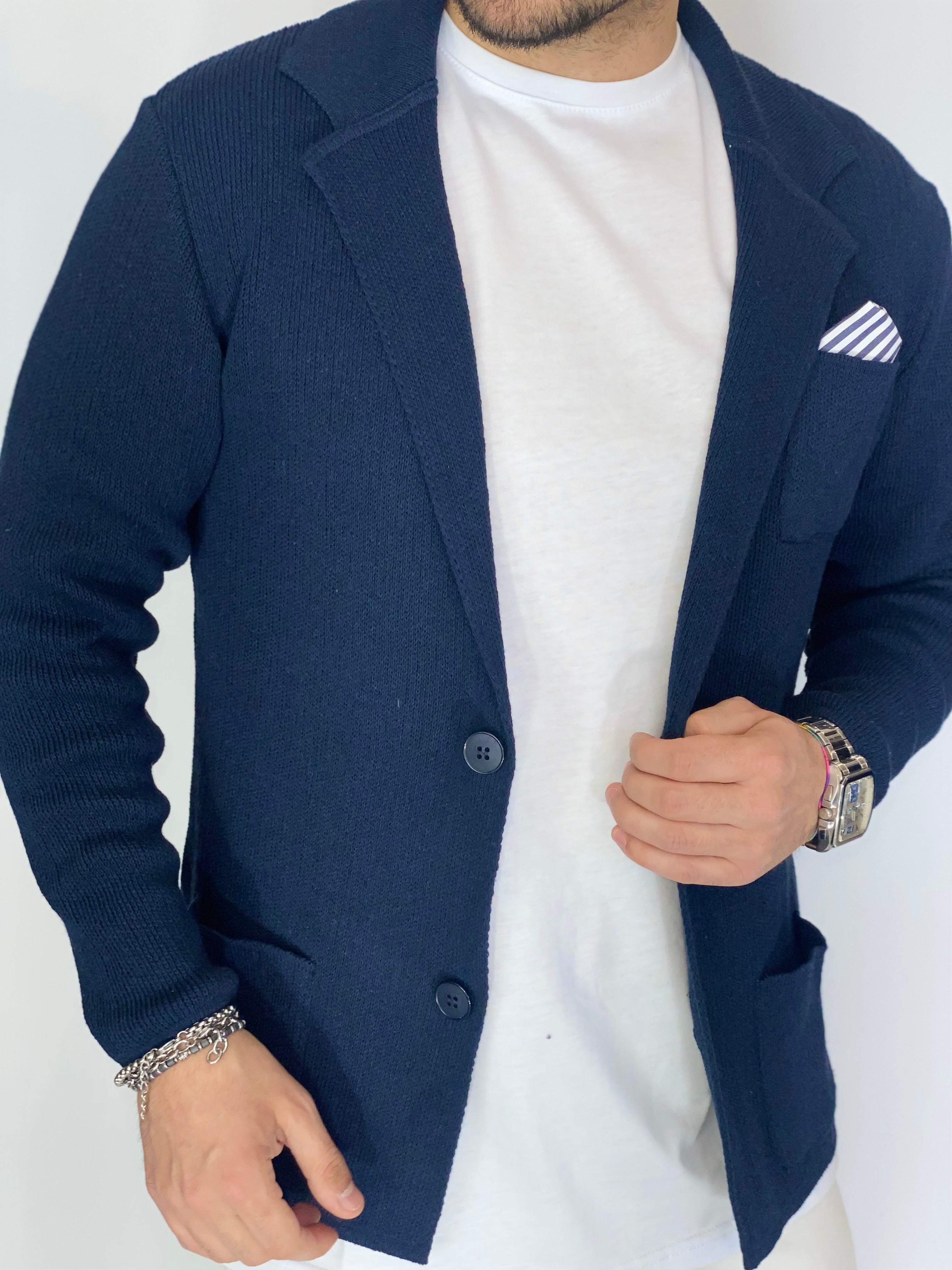 One · Cardigan giacca blu notte