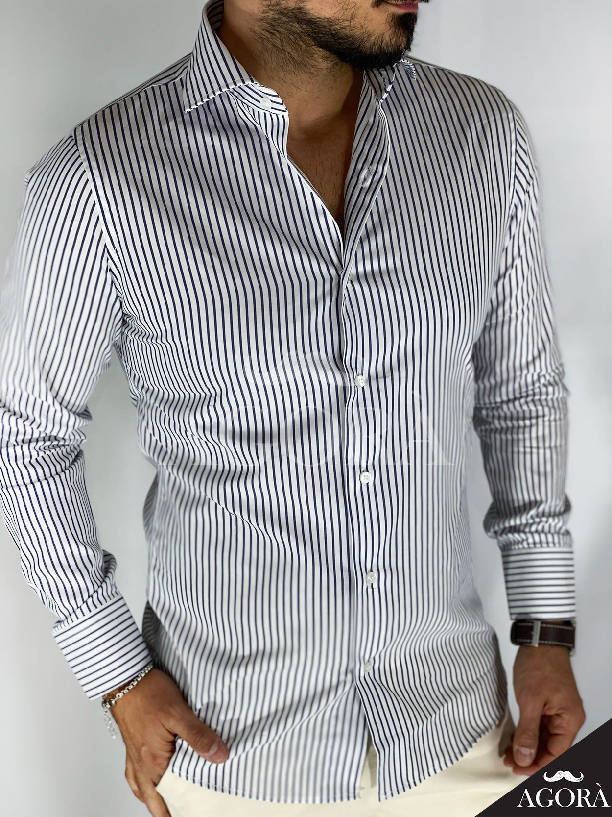 Pinstripe · Camicia blu migliaccio