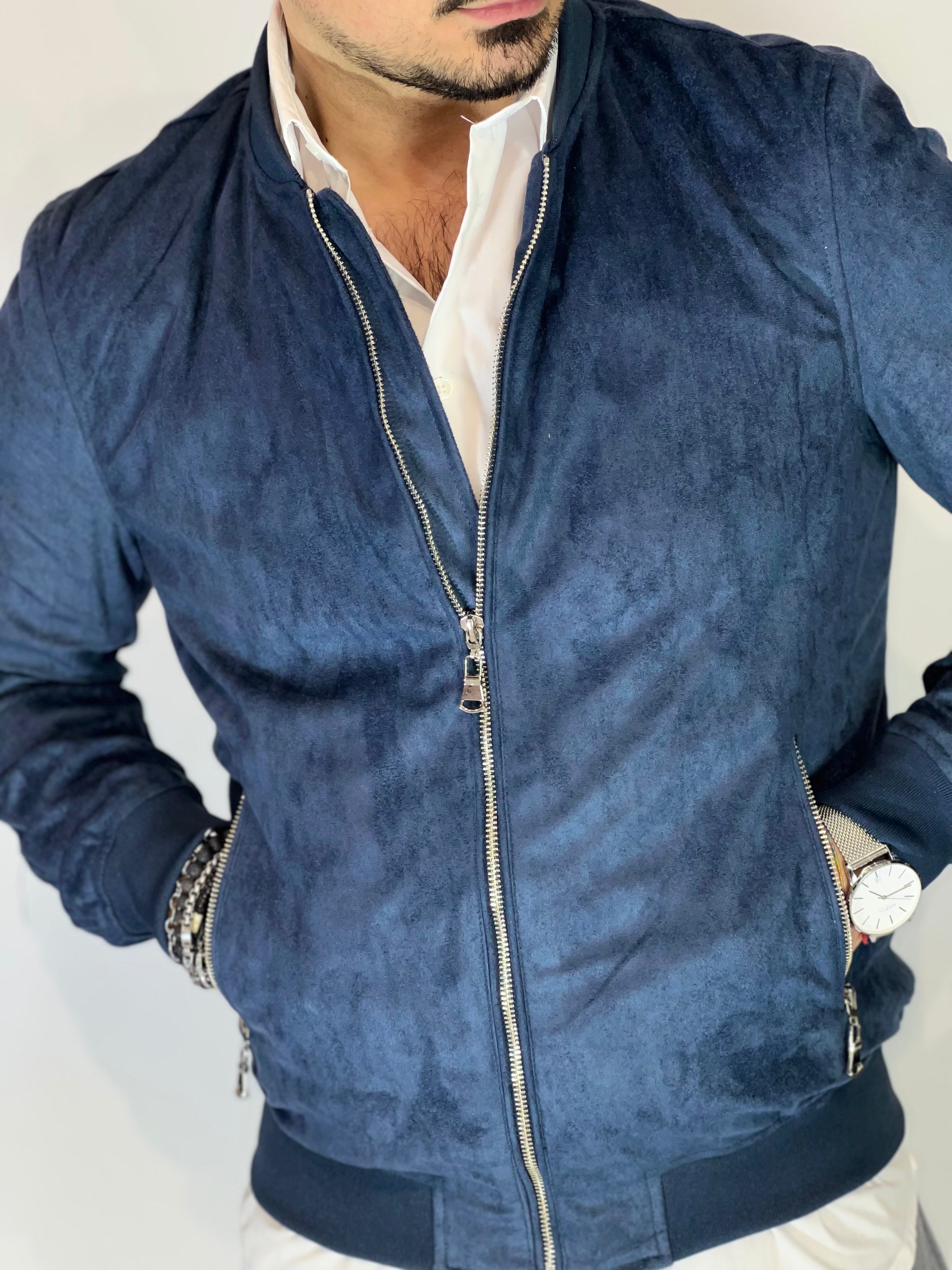 Giubbino eco-camoscio blu ZMG8153