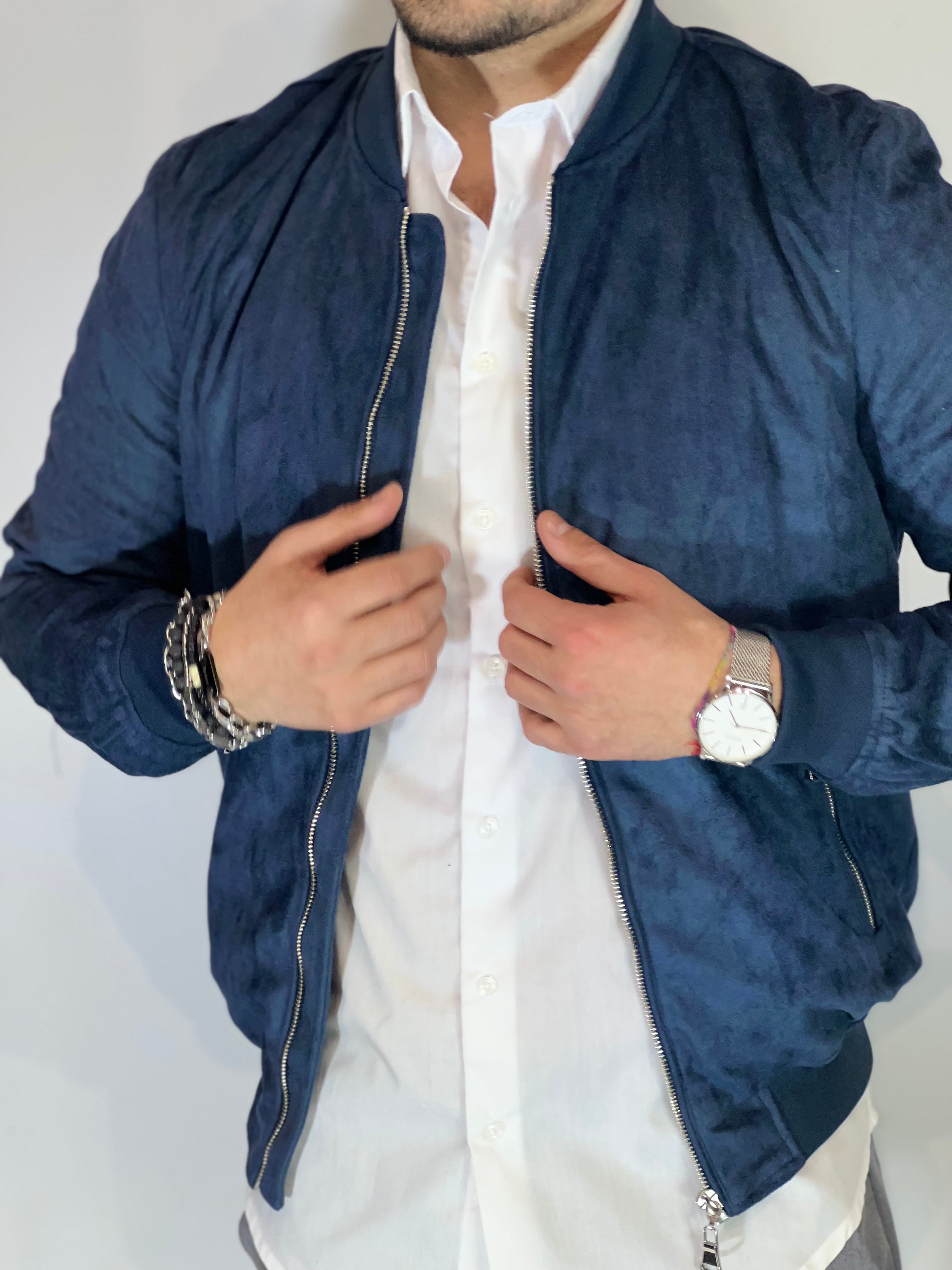 Giubbino eco-camoscio blu ZMG8153