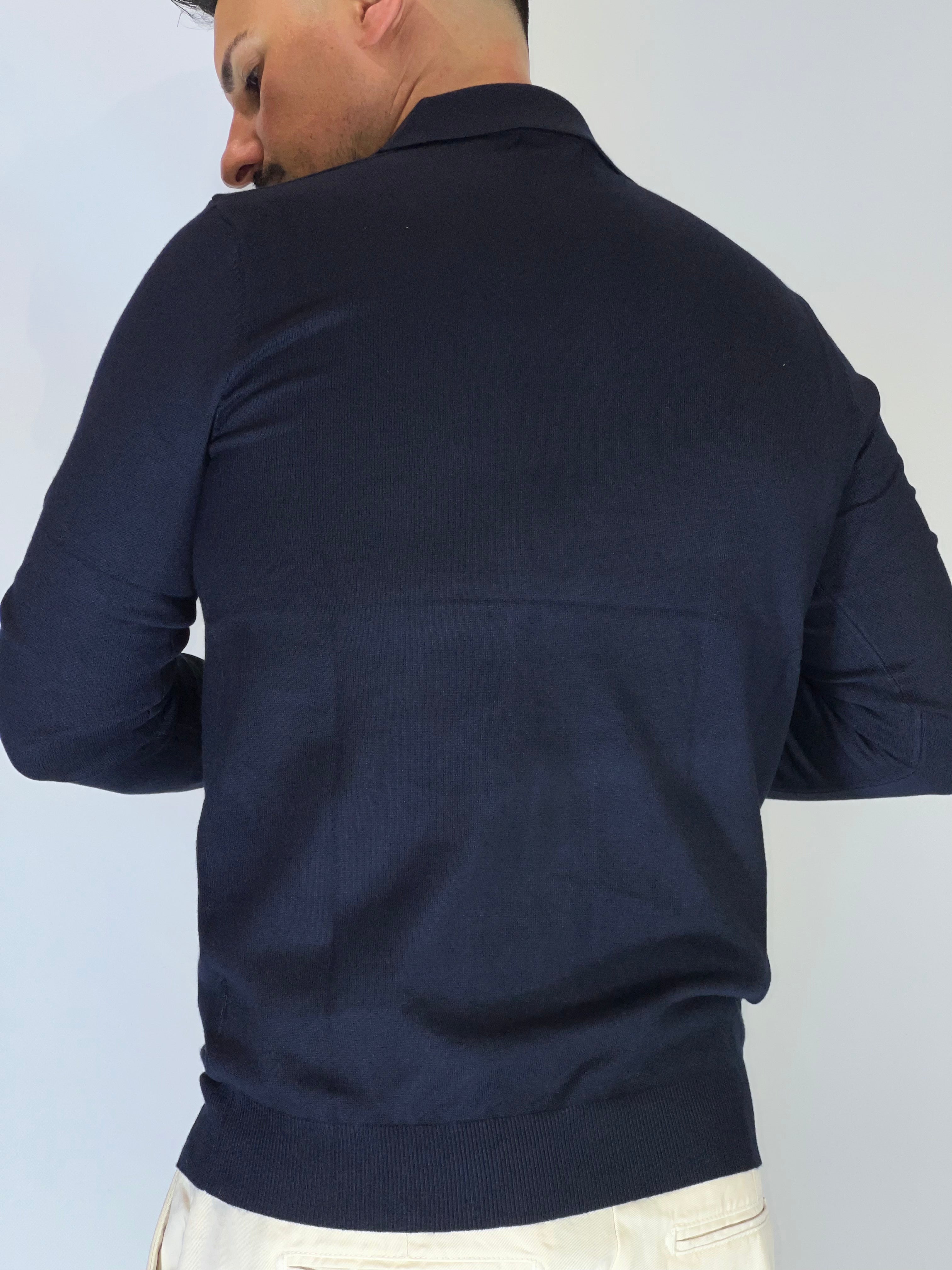 Polo manica lunga blu MP02/MA100