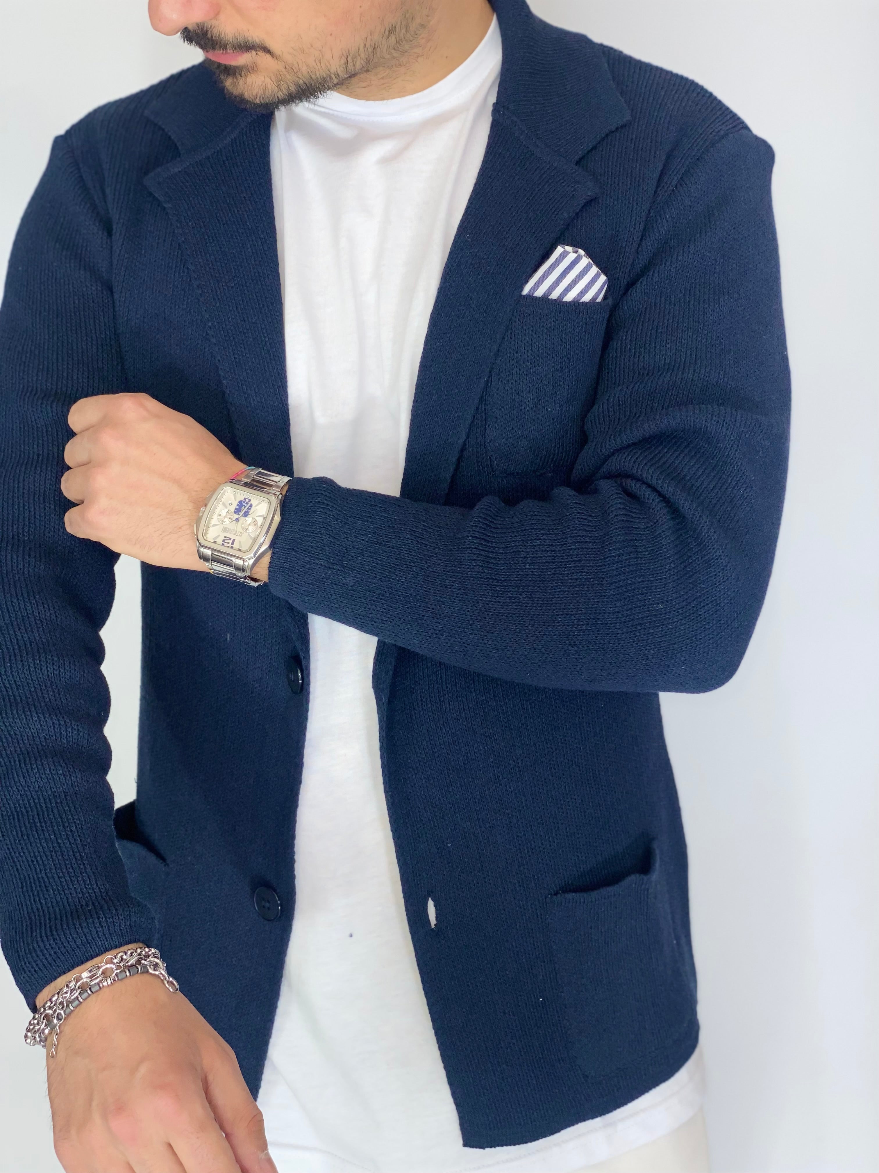 One · Cardigan giacca blu notte