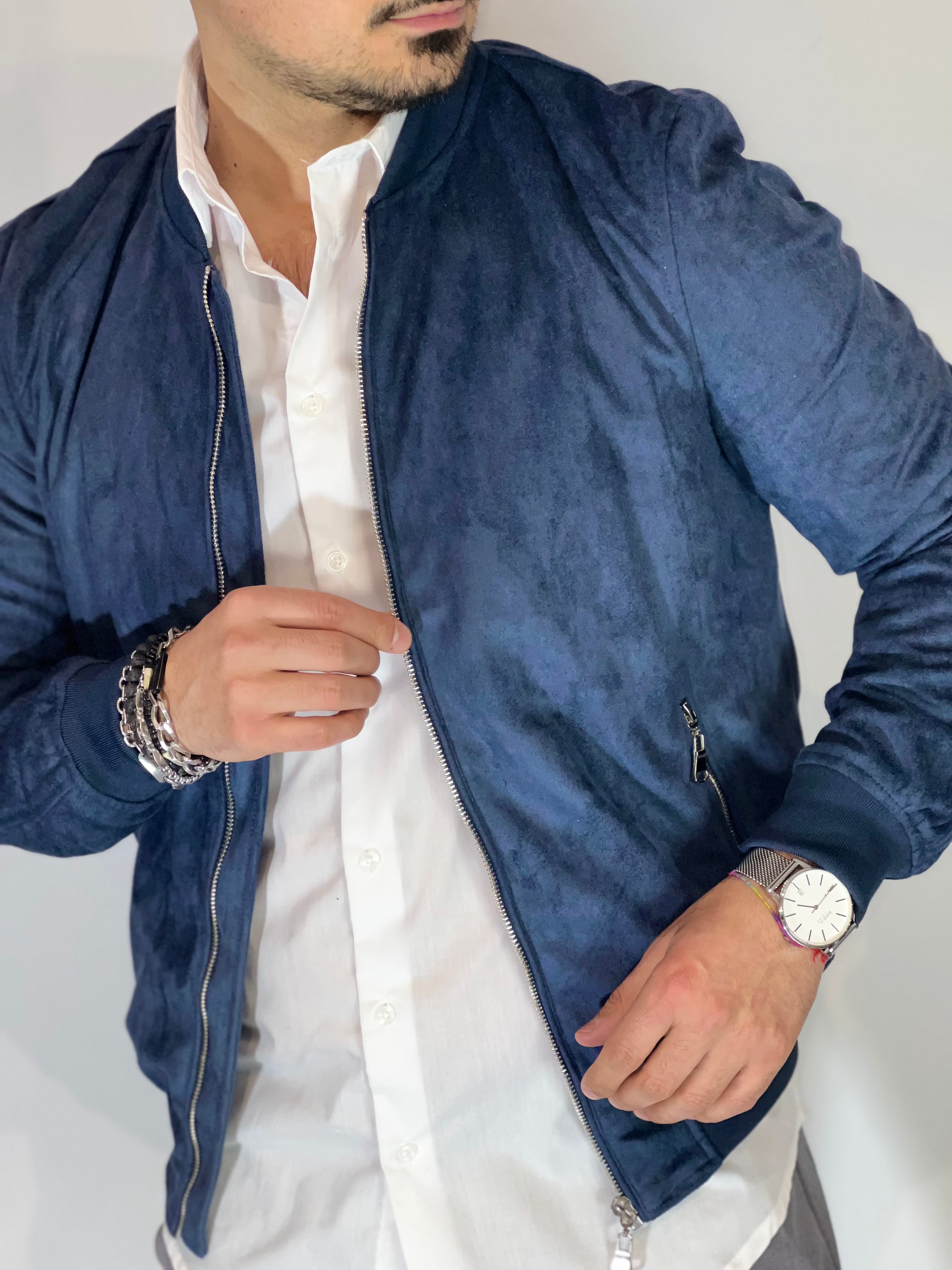 Giubbino eco-camoscio blu ZMG8153