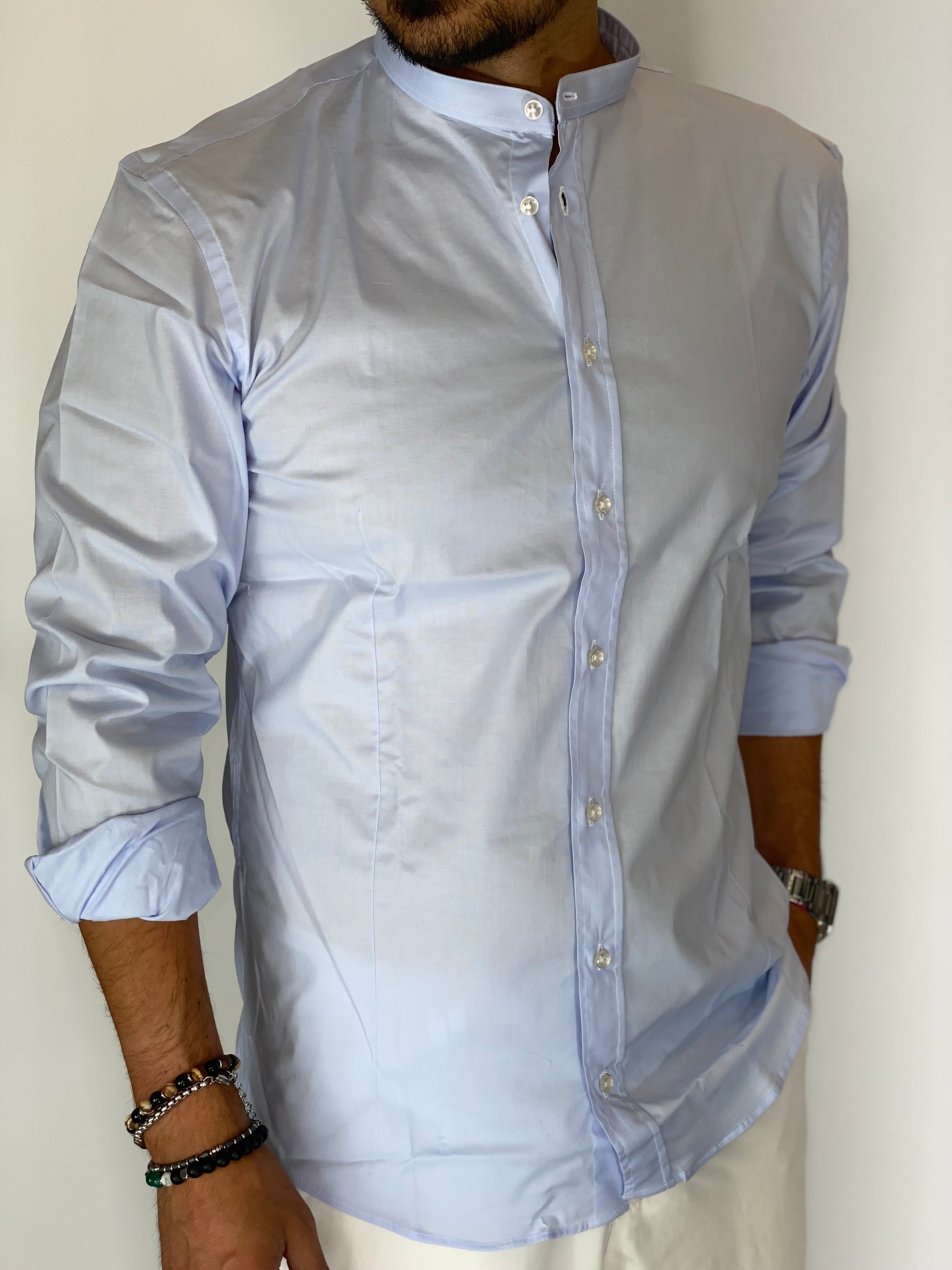 Camicia cotone coreana celeste MIGLIACCIO