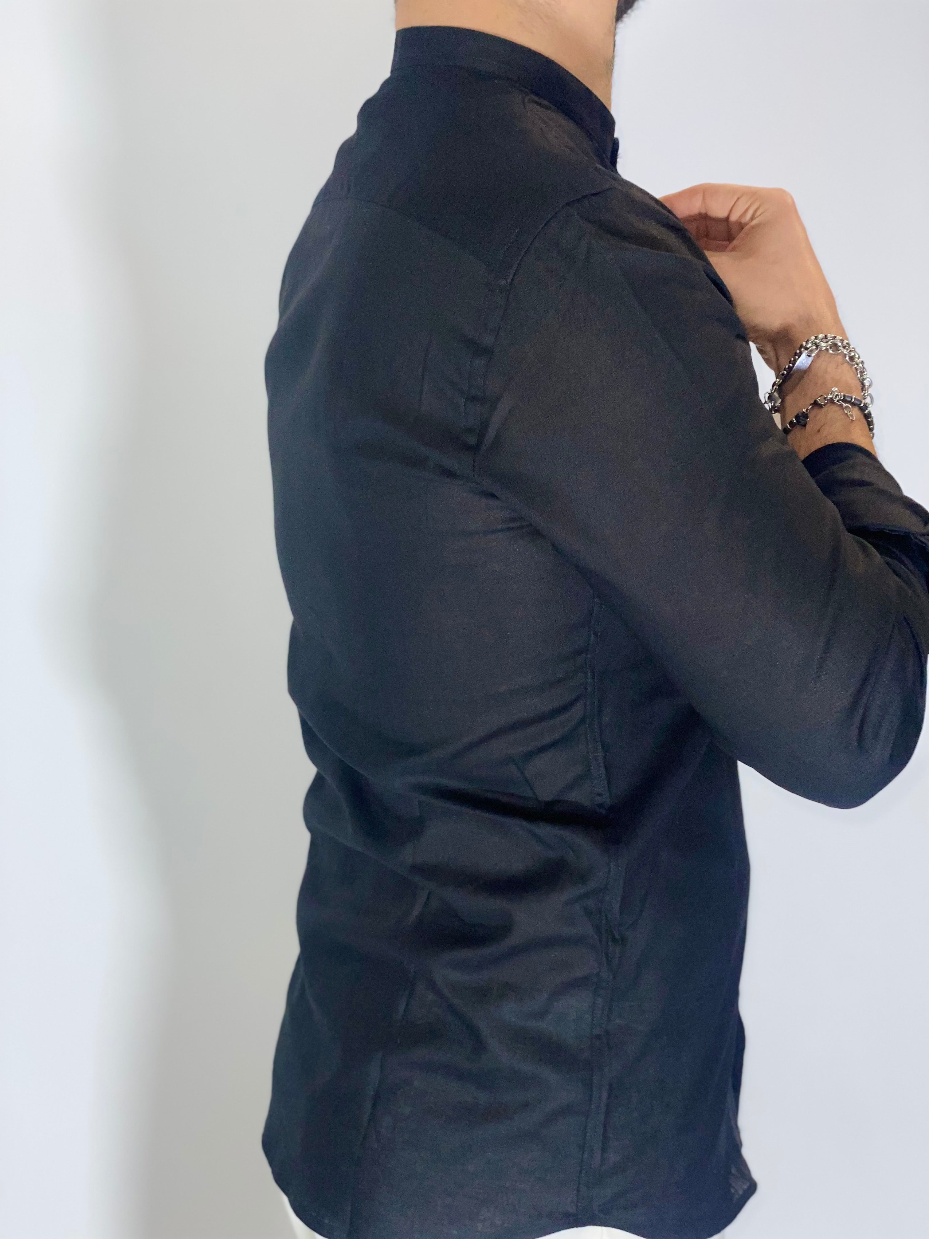 CAMICIA MIGLIACCIO COREANA LINO NERA