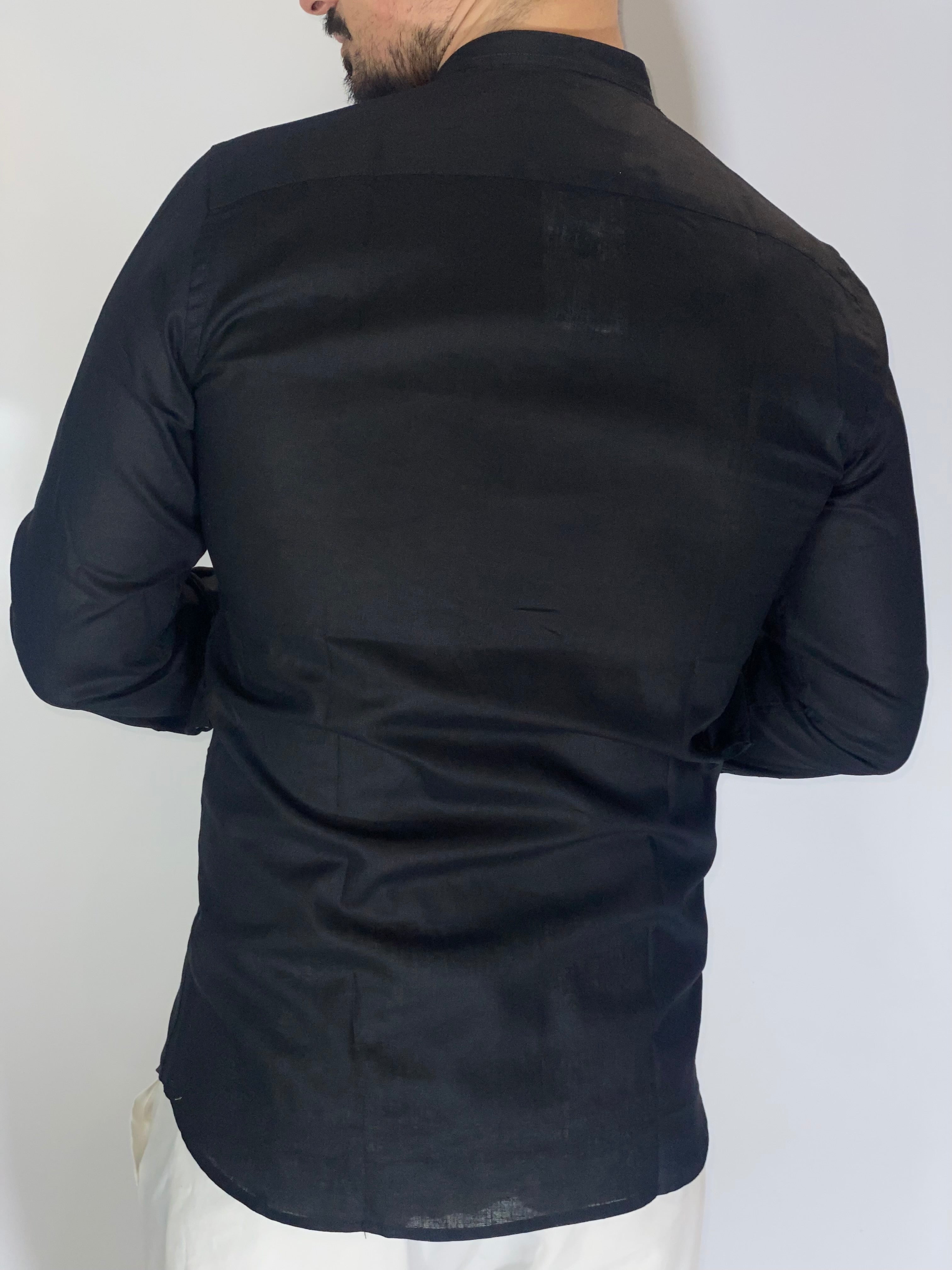 CAMICIA MIGLIACCIO COREANA LINO NERA