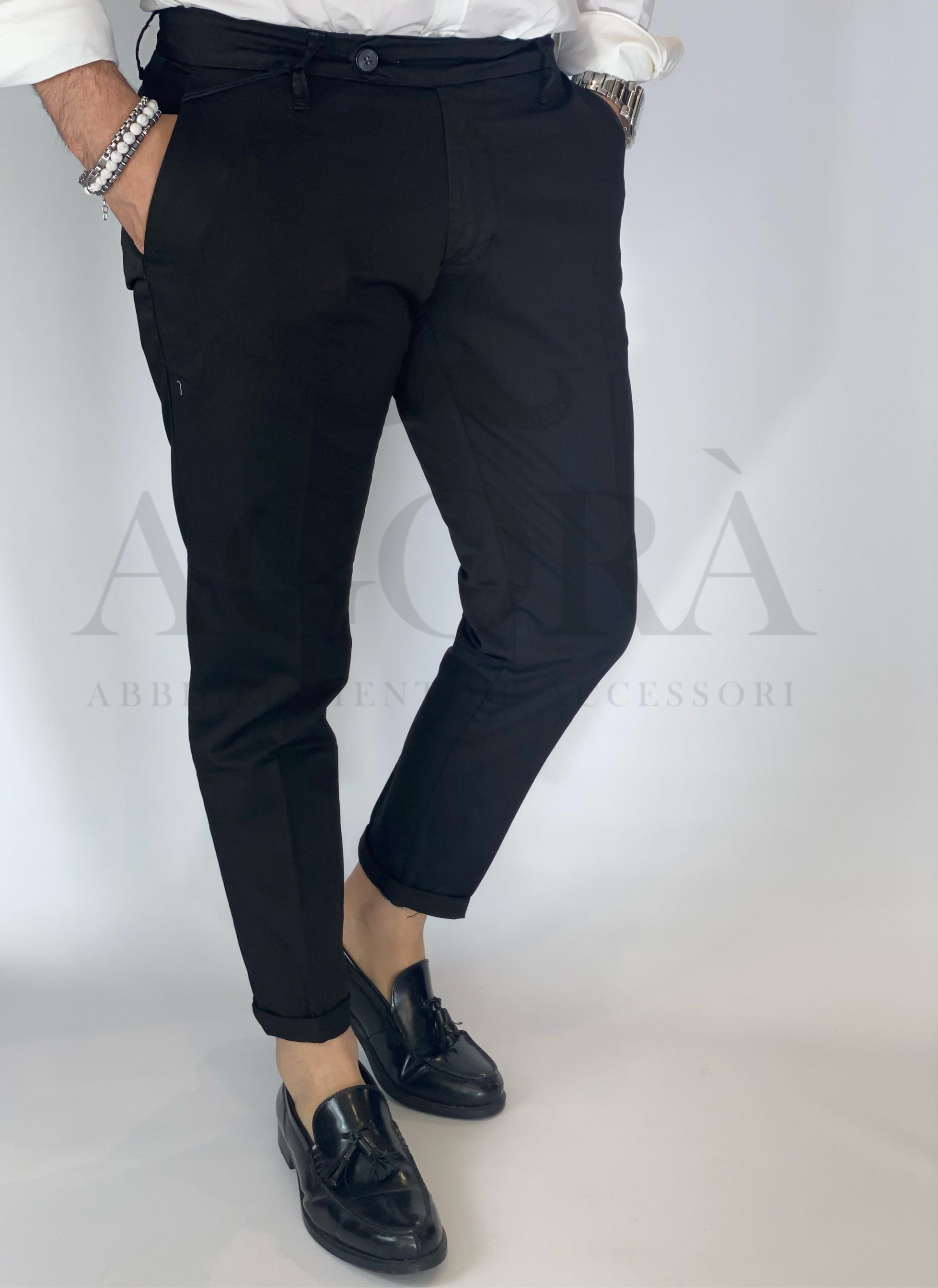 Pantalone slim capri fit nero LUGANO