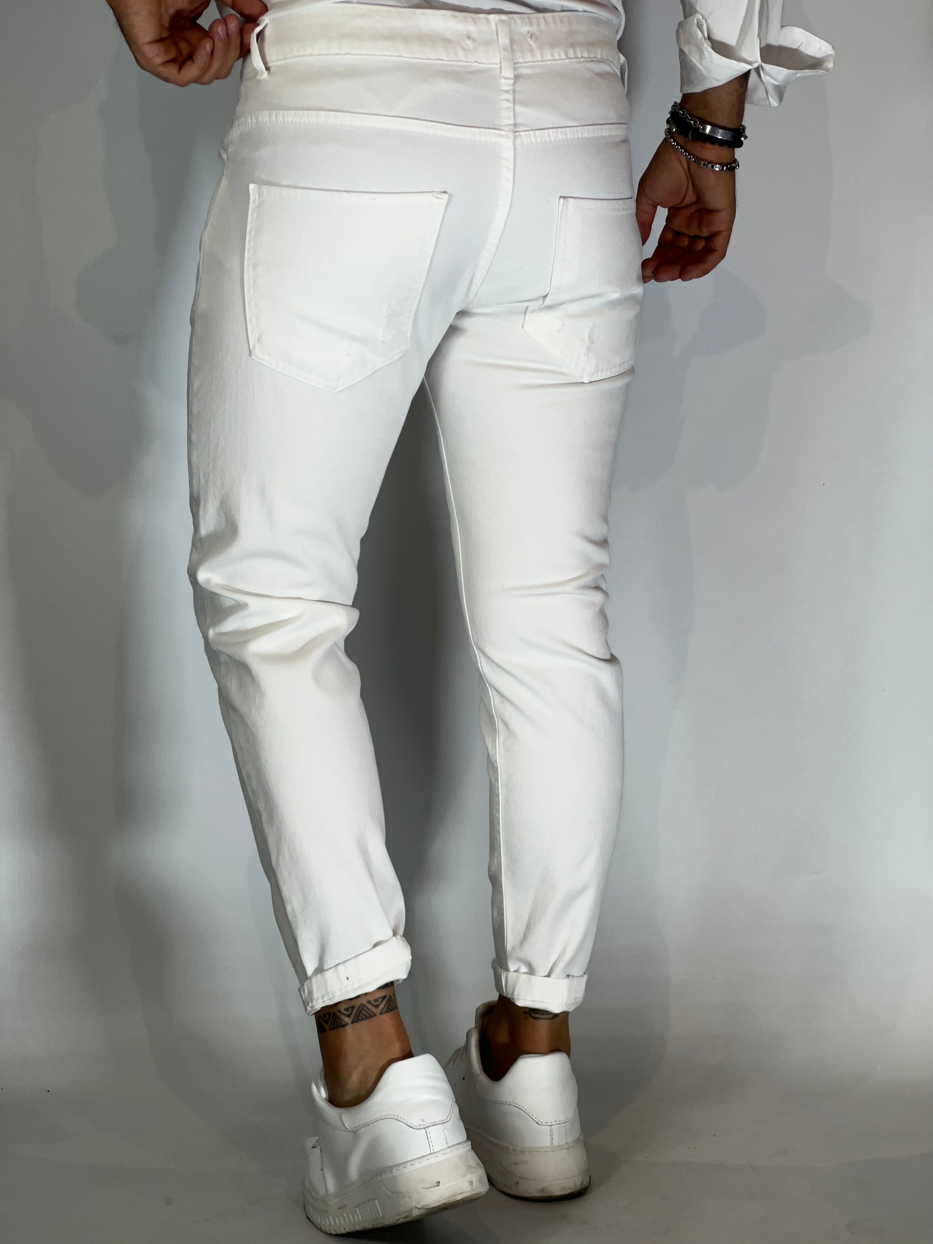 pantalone slim fit bianco AG1960