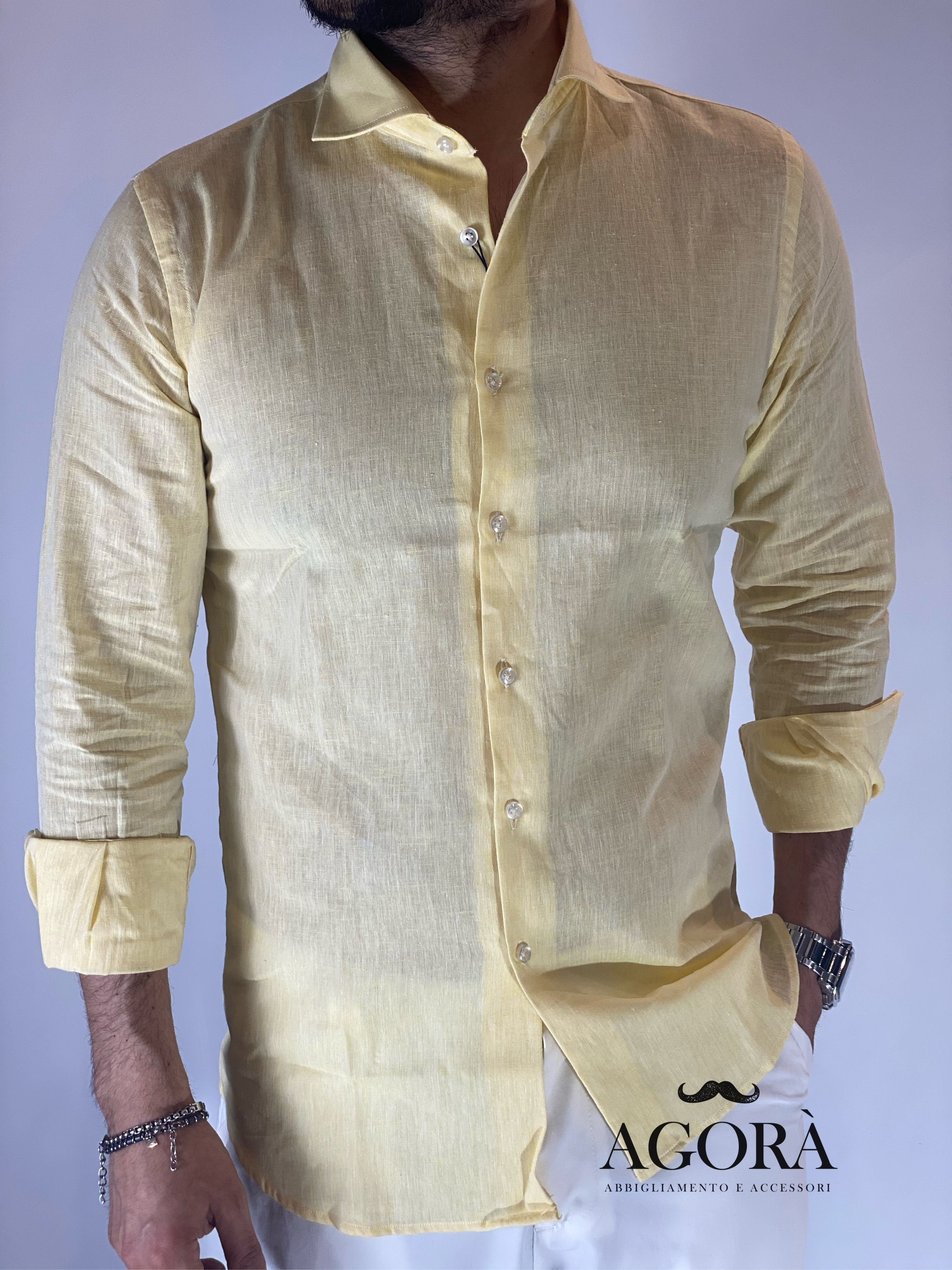 Camicia migliaccio Samuel lino GIALLA