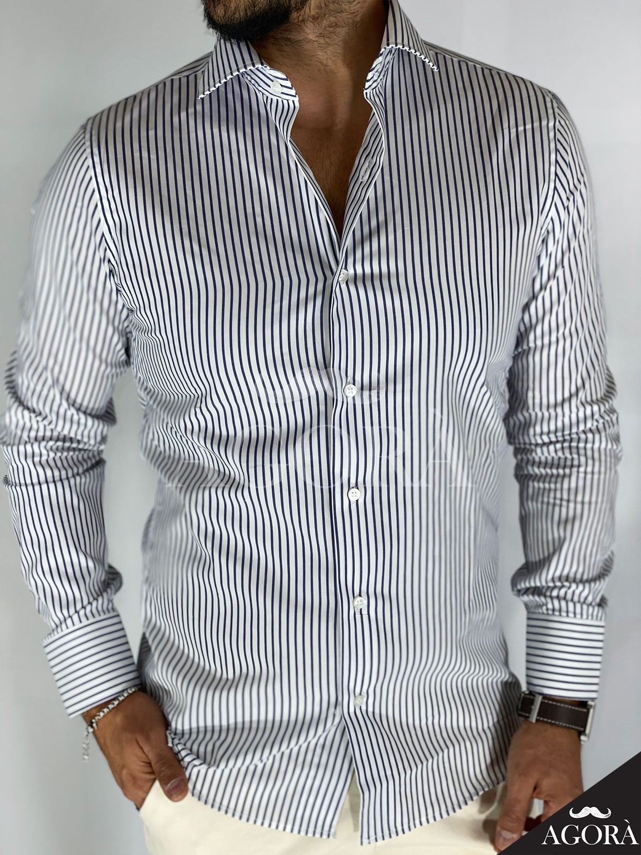 Pinstripe · Camicia blu migliaccio