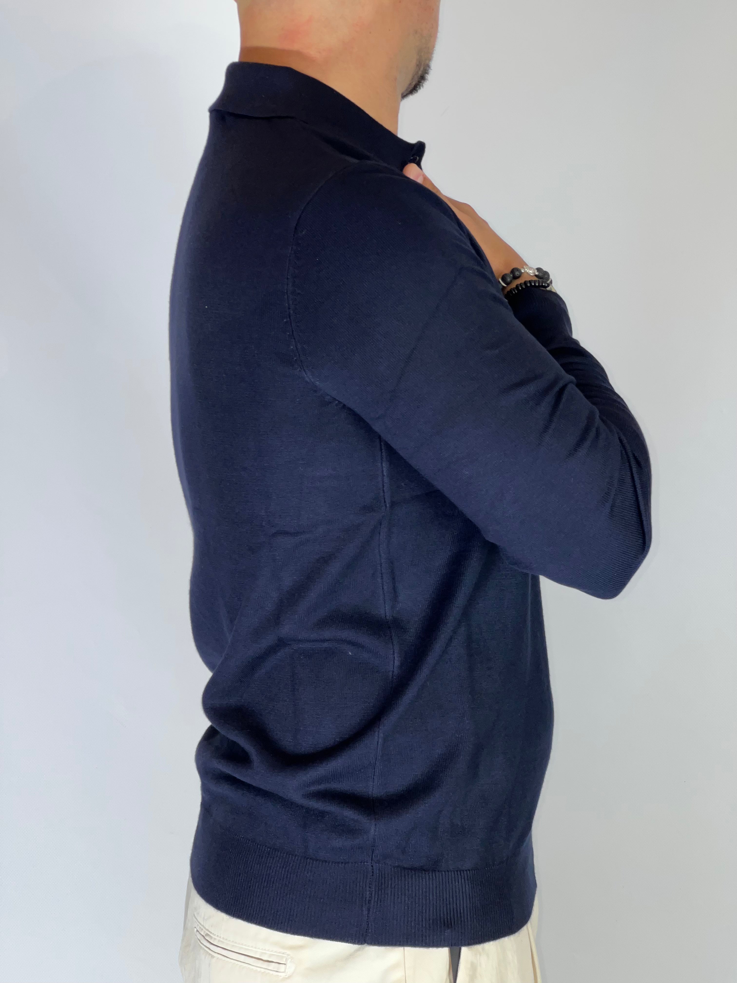Polo manica lunga blu MP02/MA100