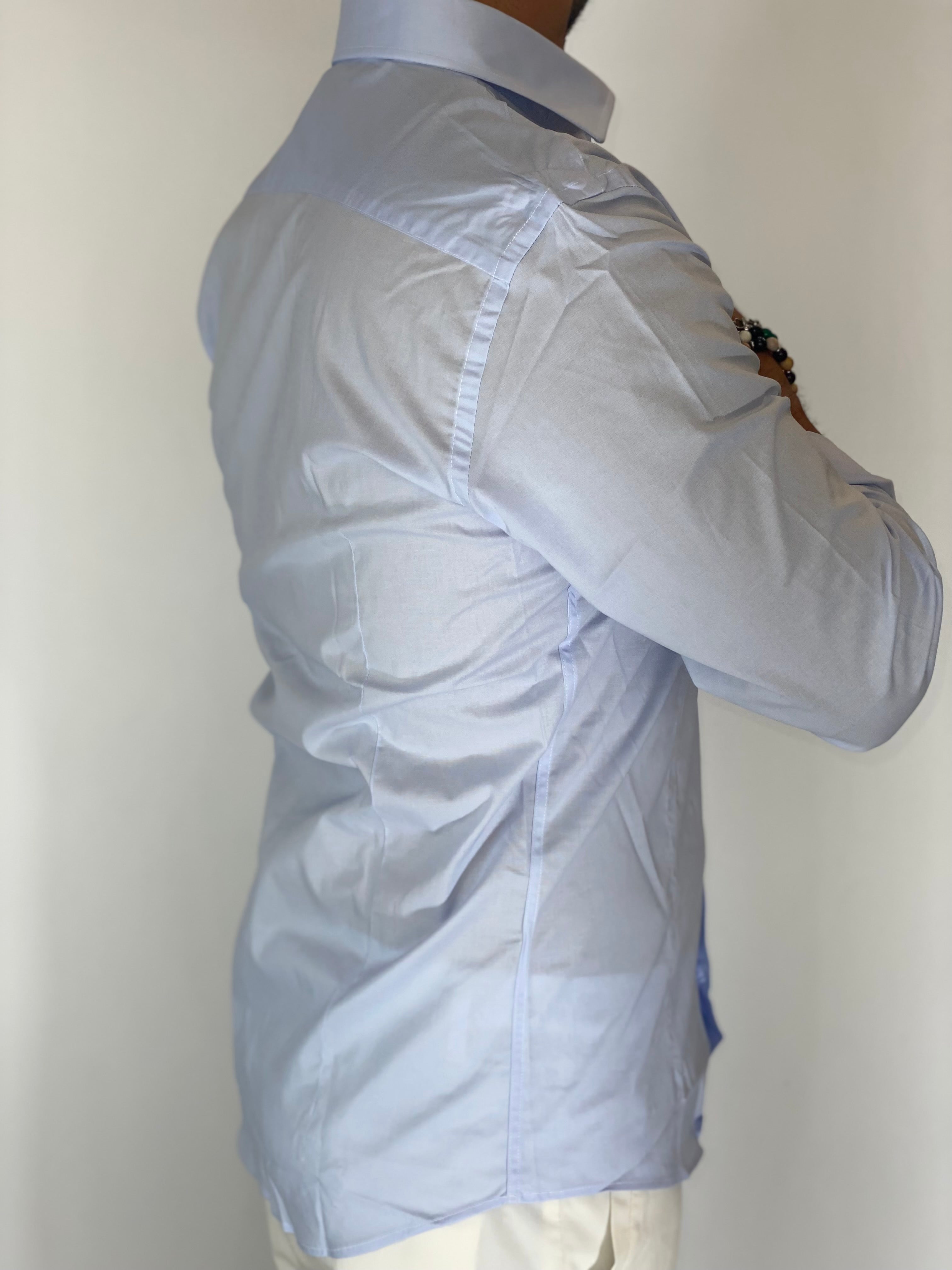 Camicia cotone basic celeste F60/MIGLIACCIO