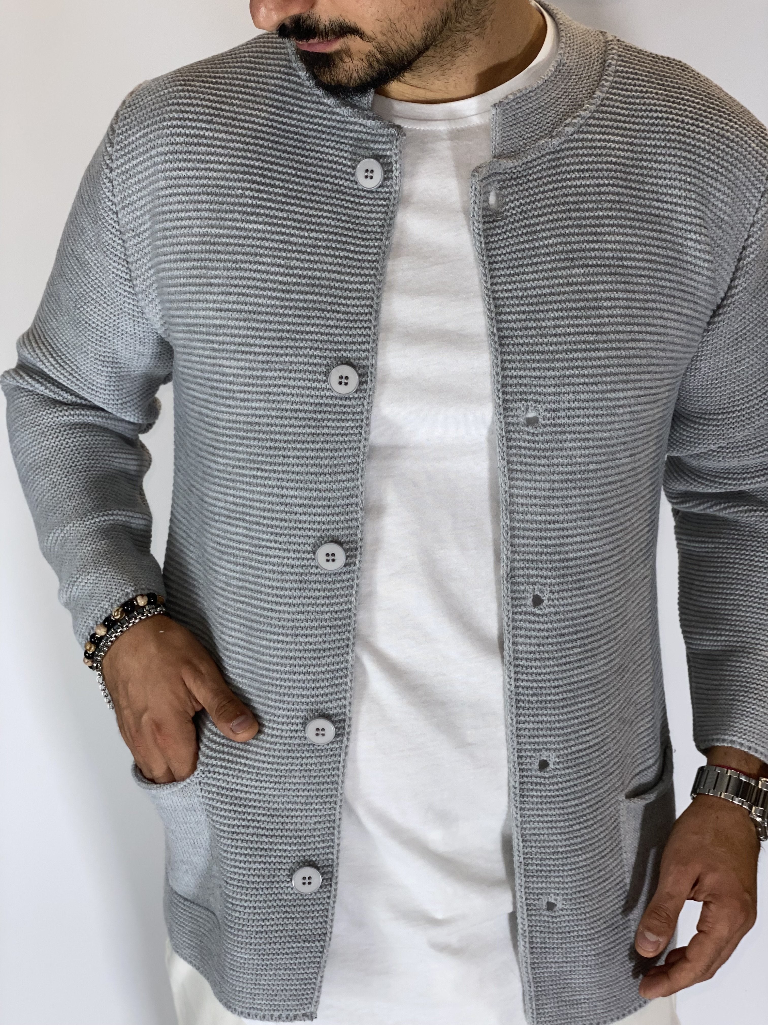 Seven · Cardigan coreano grigio