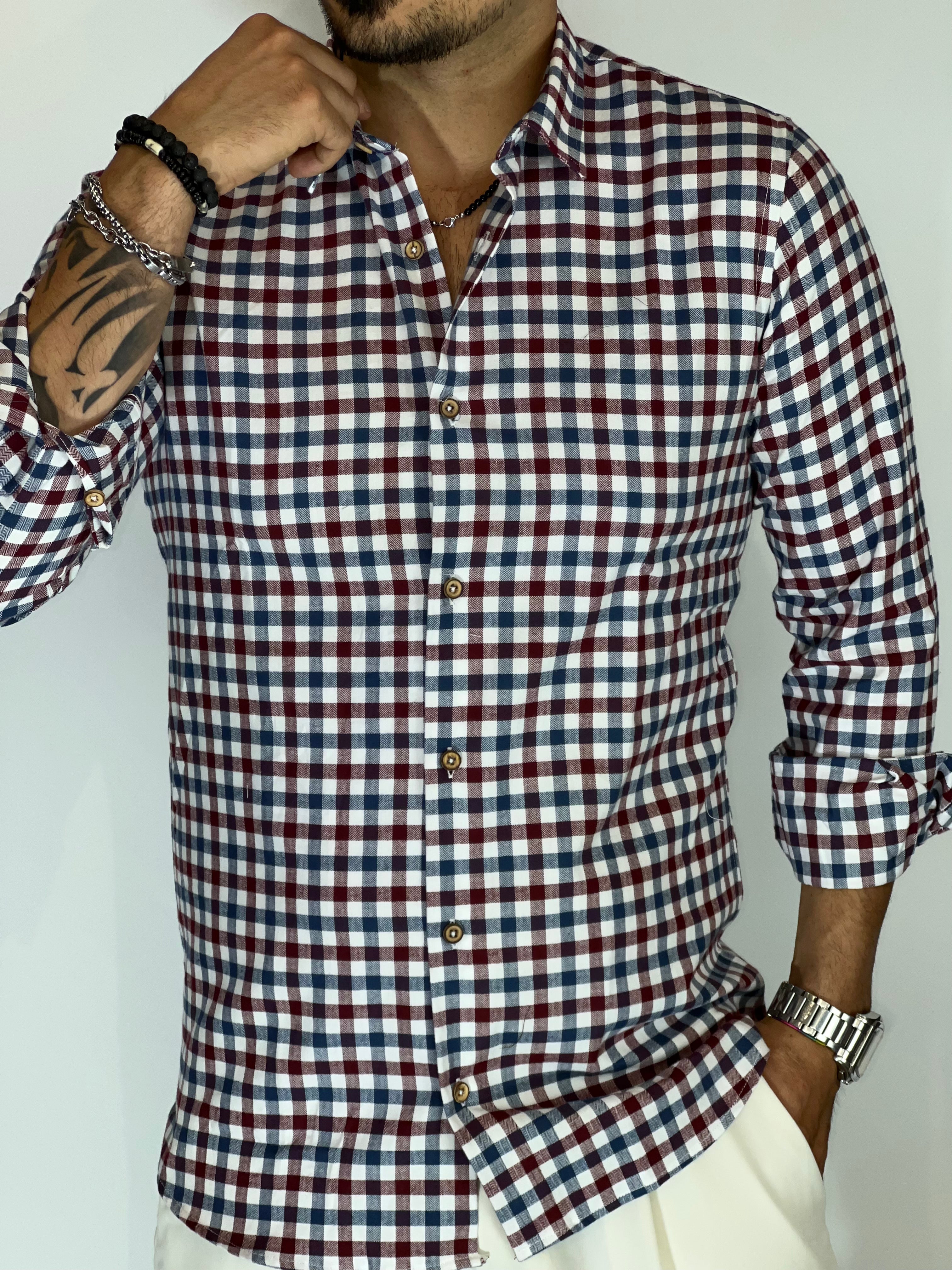 Camicia MIGLIACCIO blu/bordeaux EVEREST