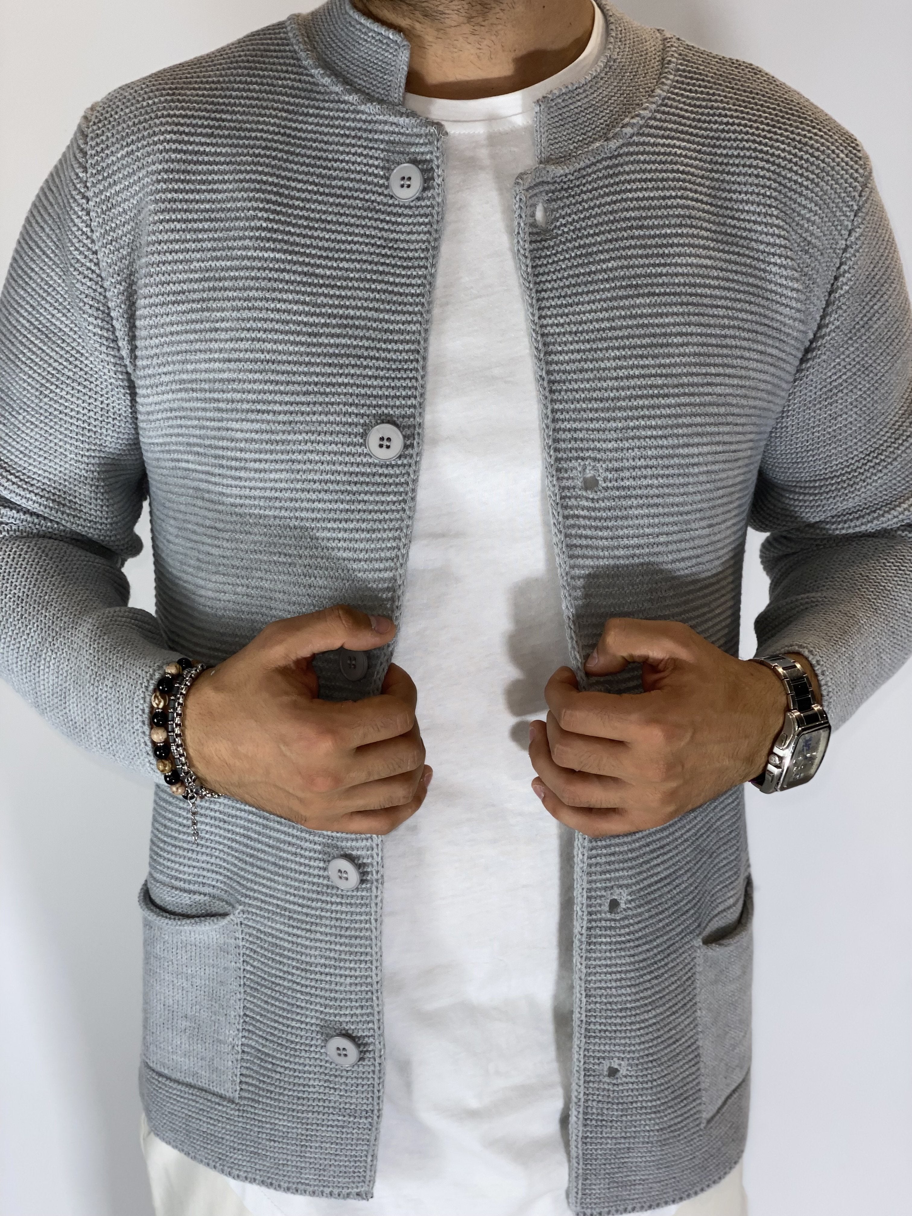 Seven · Cardigan coreano grigio